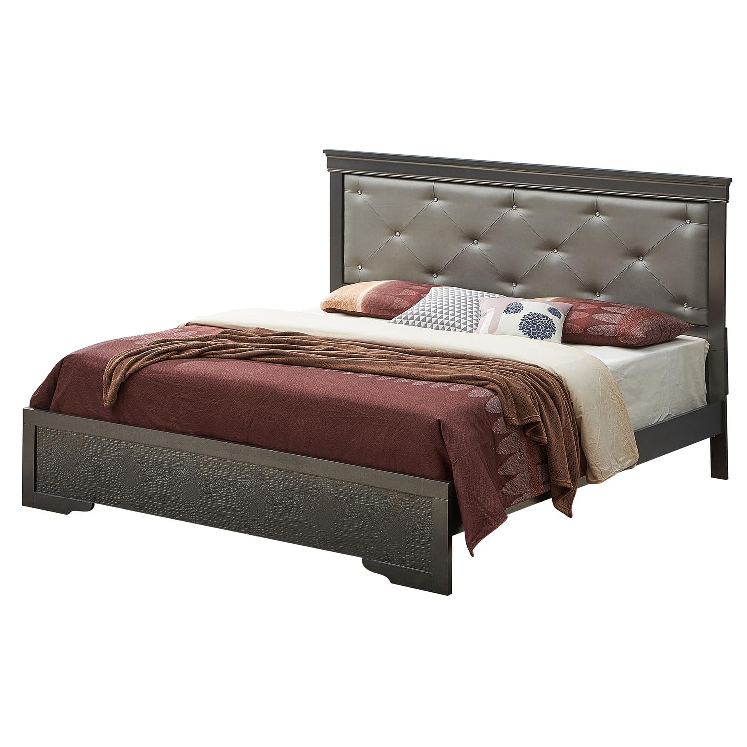 Lorana Metalic Black Queen Panel Beds