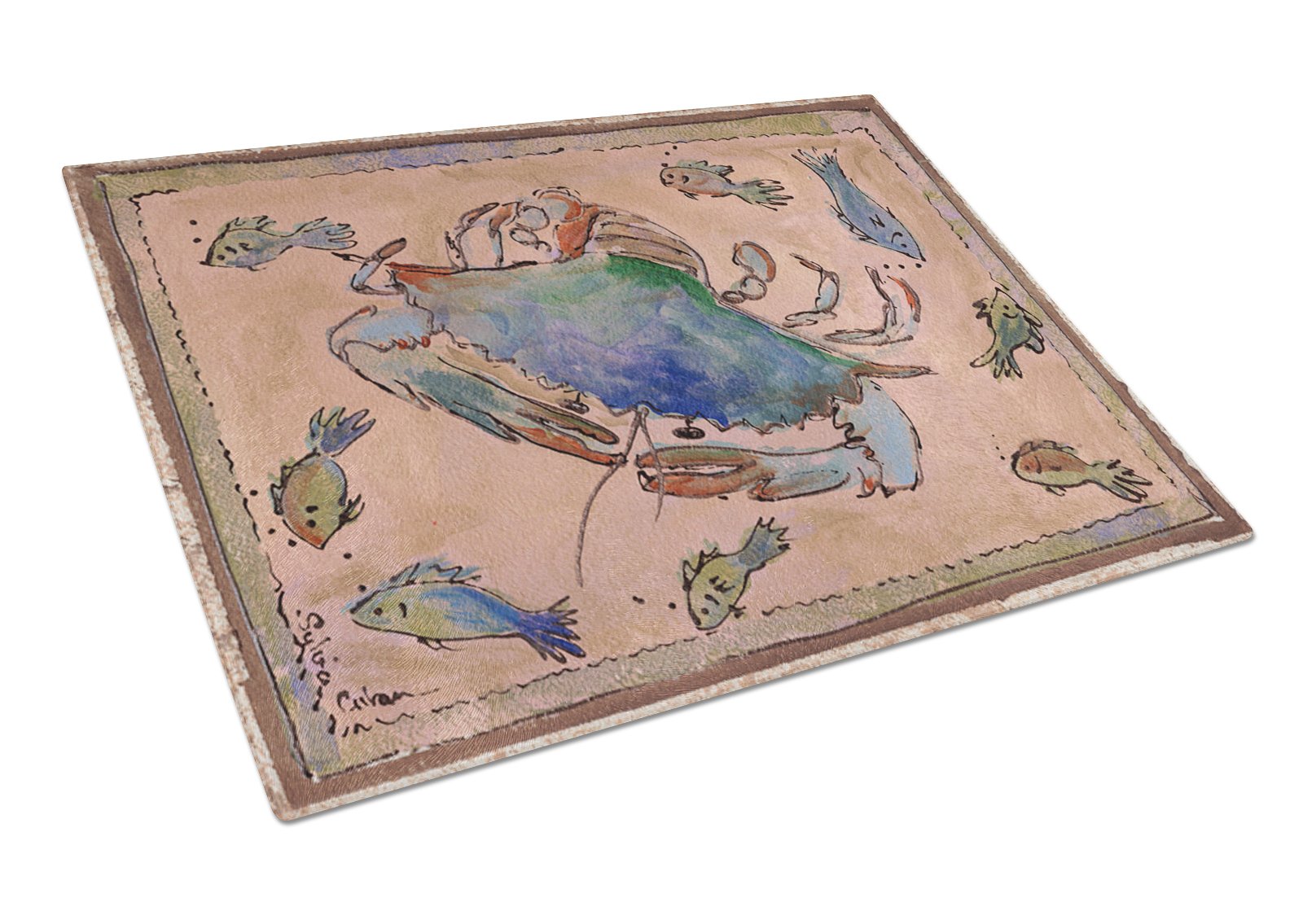 Crab Glass Cutting Board Large