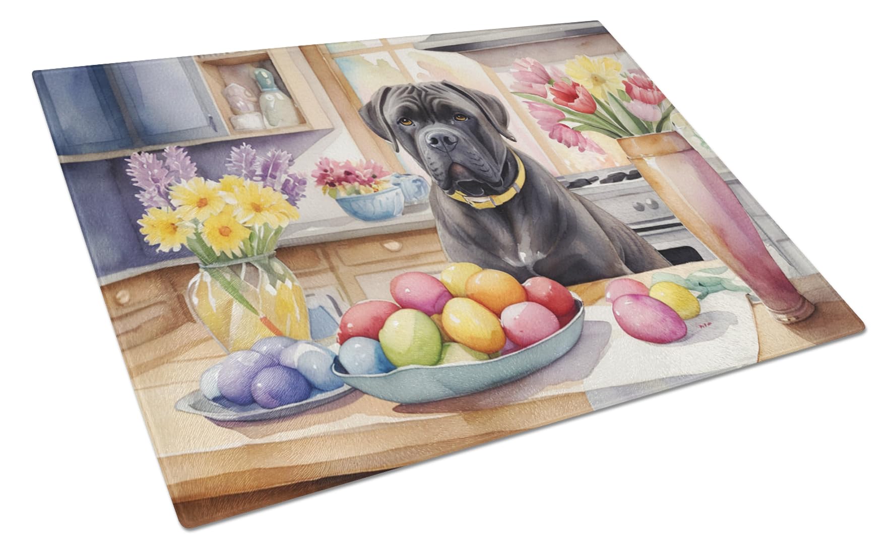 Carolines Treasures DAC6782LCB Decorating Easter Cane Corso Glass Cutting Board Decorative Tempered Glass Kitchen Cutting and Serving Board Large Size Chopping Board