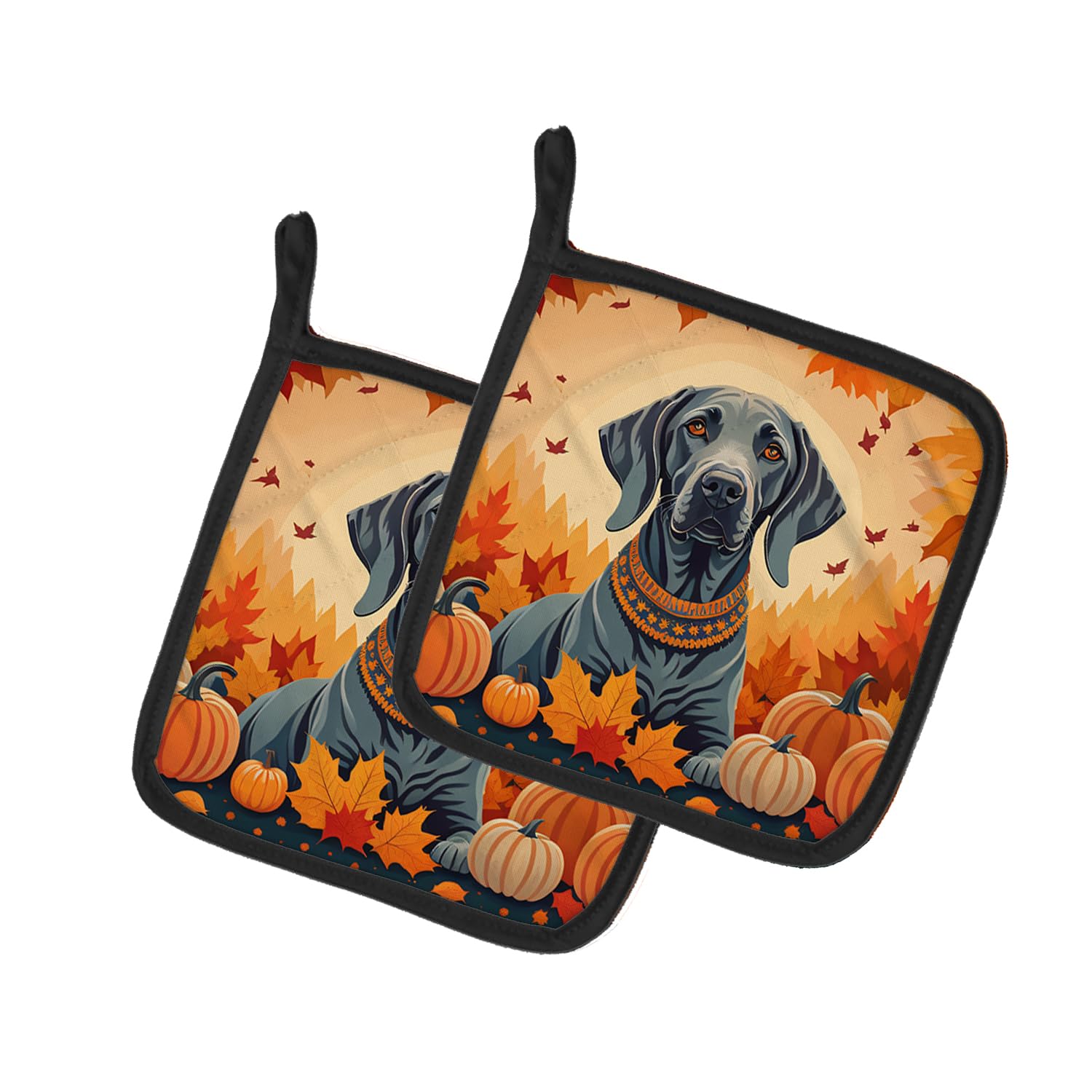 Weimaraner Fall Pair of Pot Holders