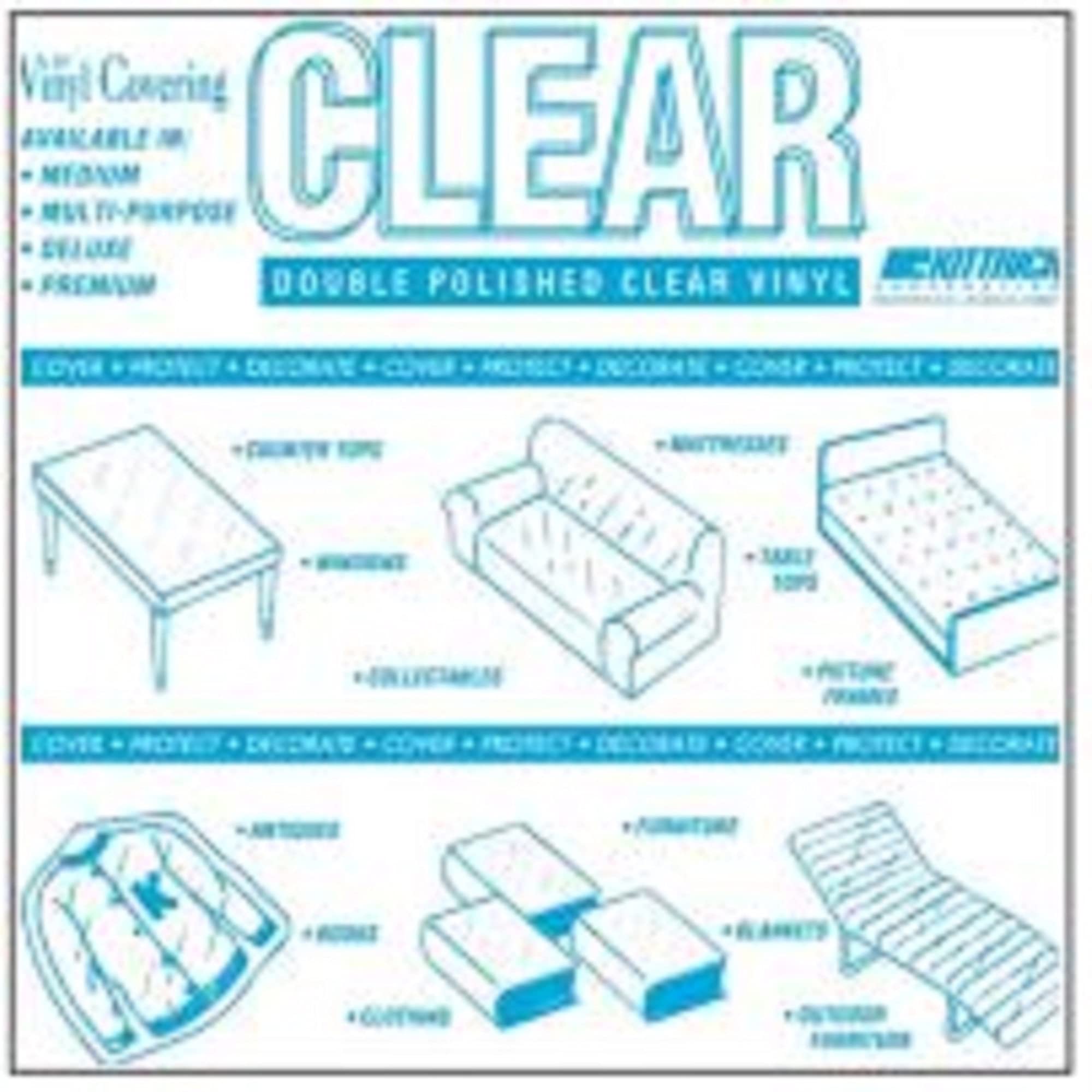 Magic Cover 12 Gauge Clear Vinyl Table Covering Deluxe25 Yd