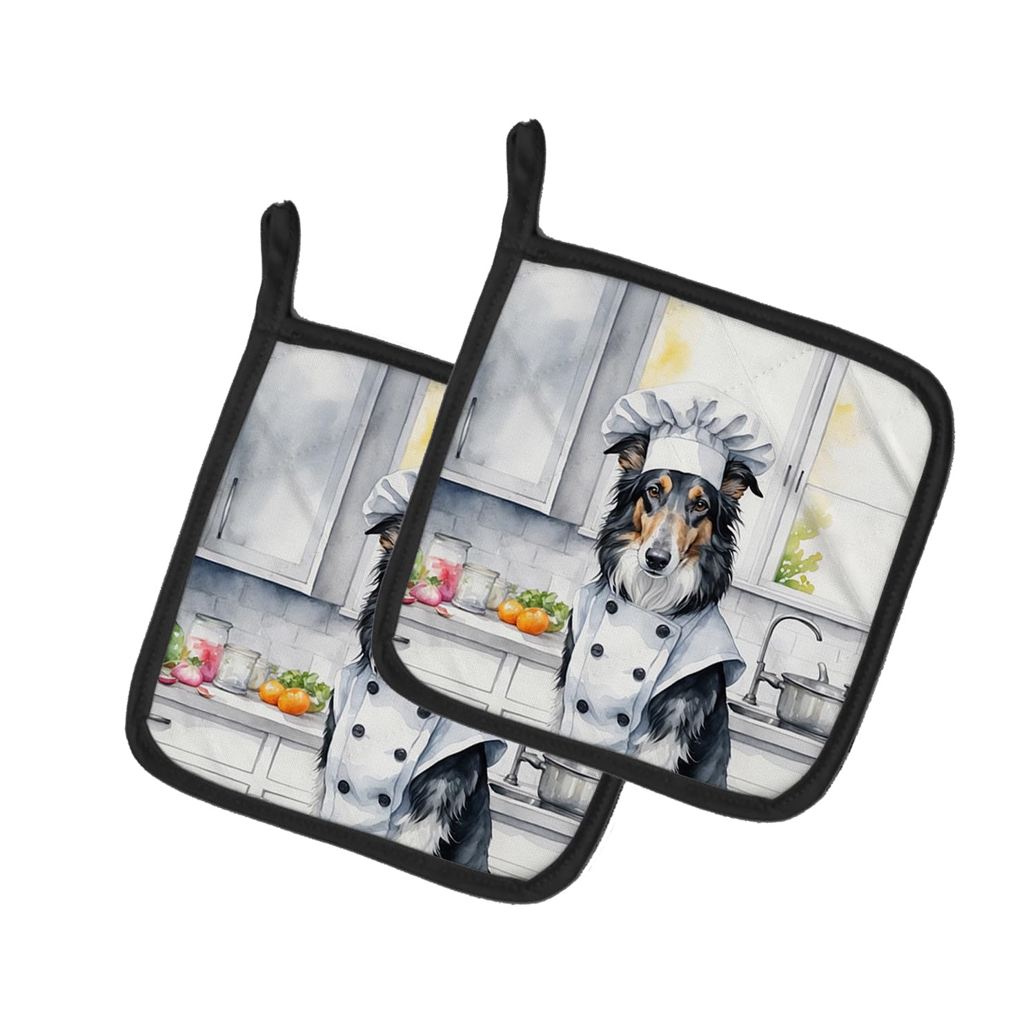 Borzoi The Chef Pair of Pot Holders