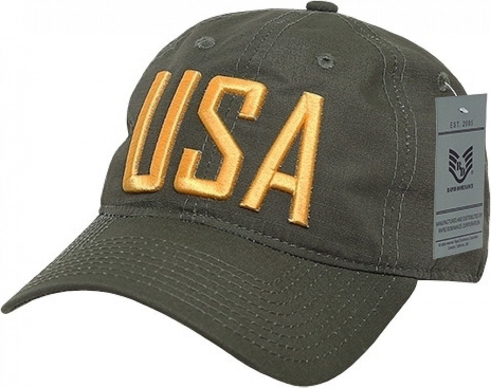 Relaxed Ripstop Cap, USA Text,Olive Drab