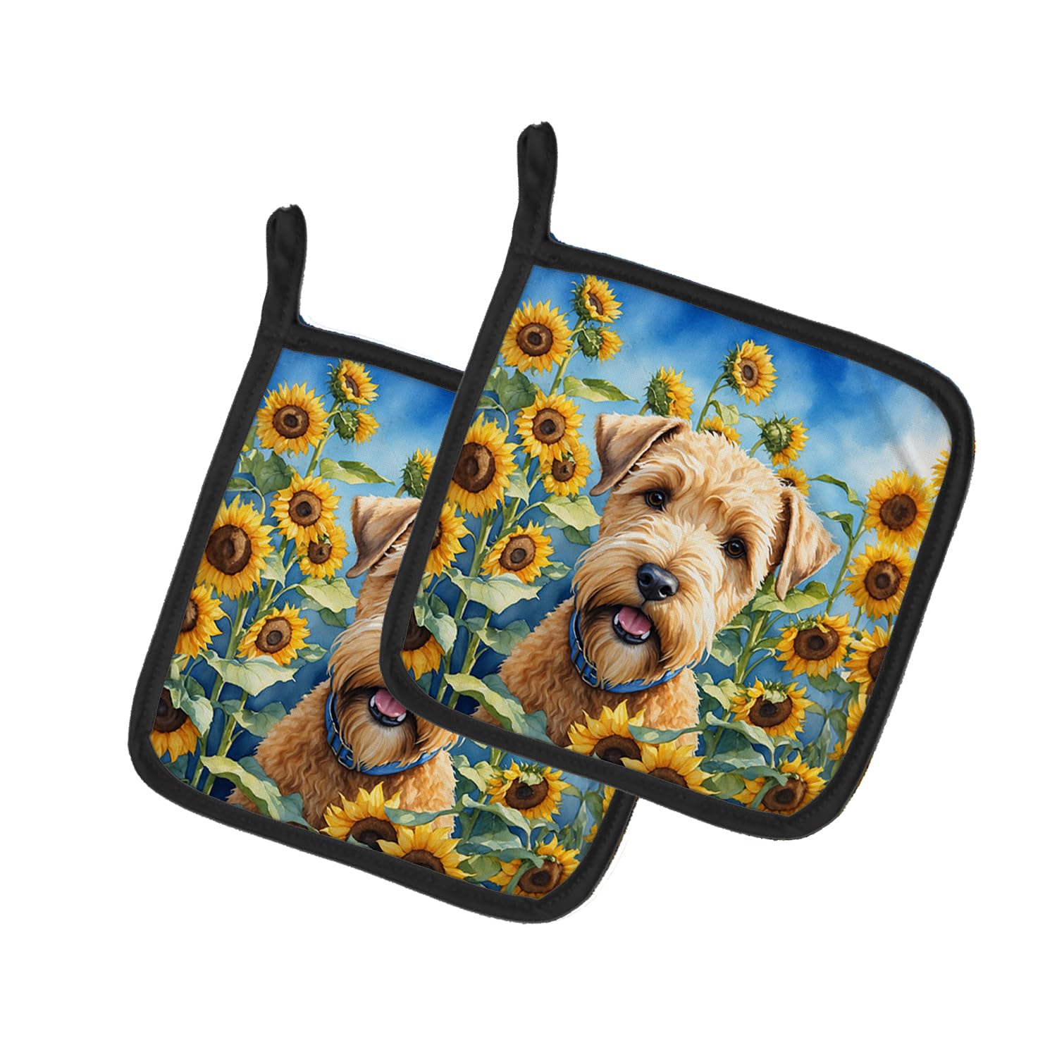 Wheaten Terrier in Sunflowers Pair of Pot Holders