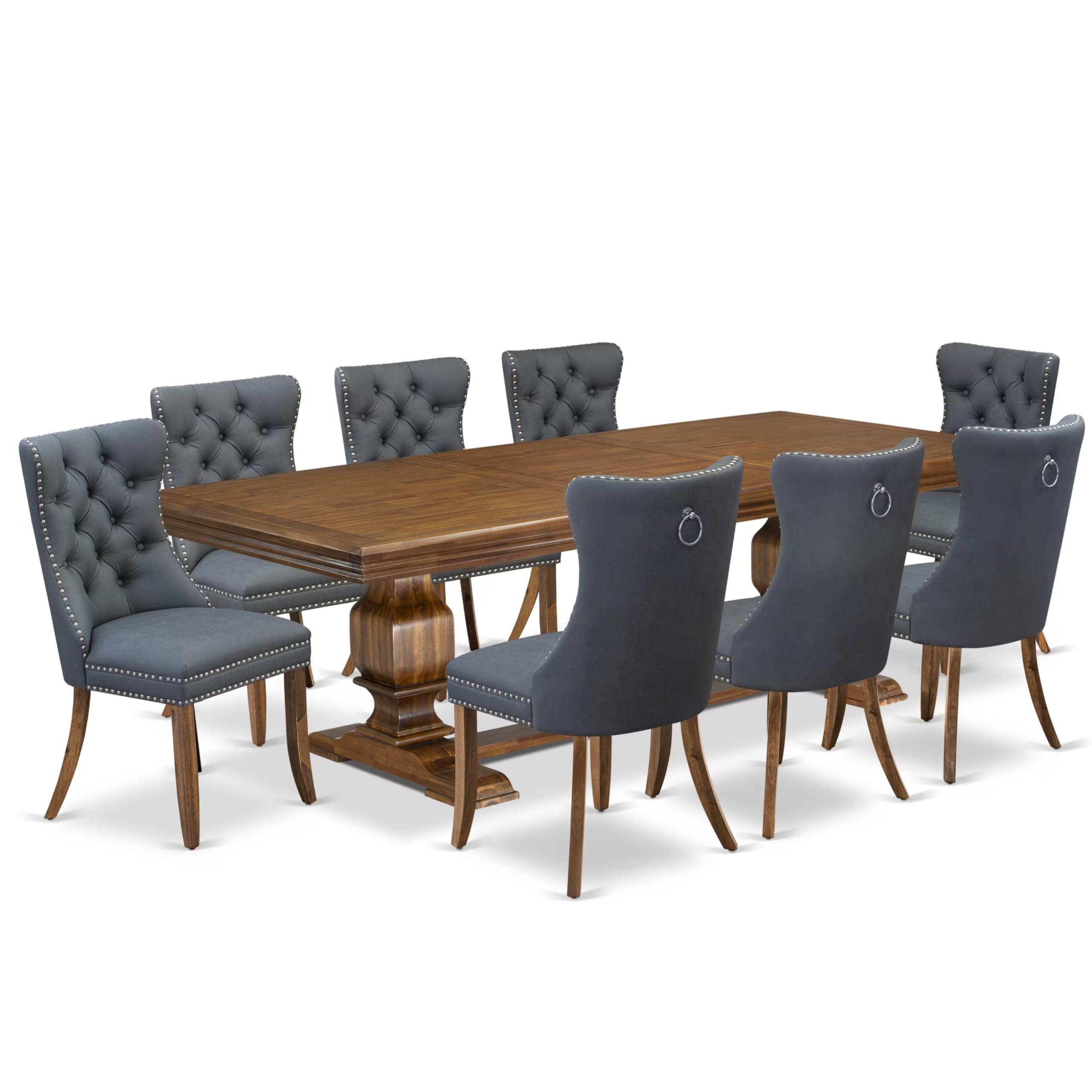 9 piece Dining Table Set consists of a Kitchen Table and 8 Dining room Chairs