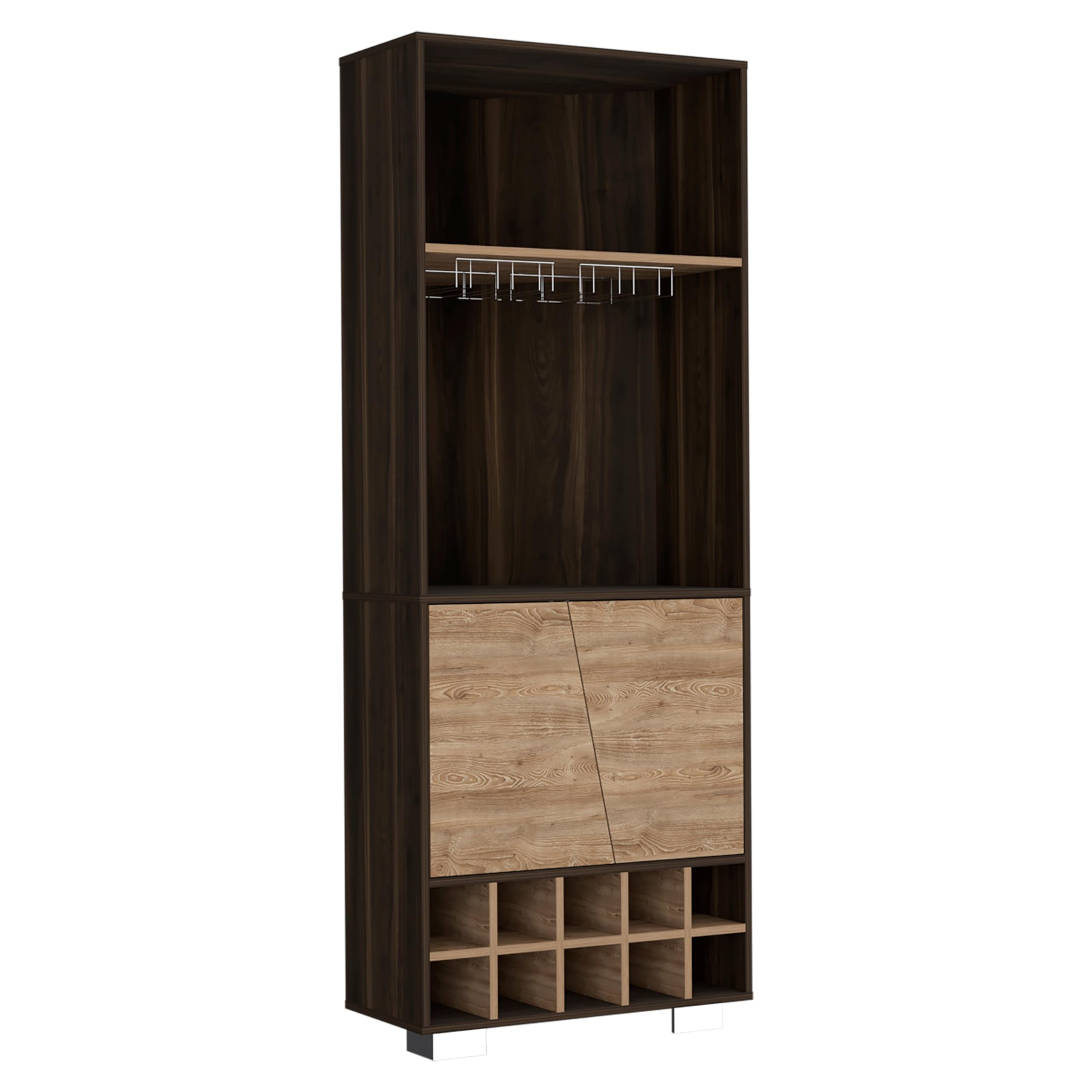 Fraktal Corner Bar Cabinet -Living Room -Dark Oak / Pine