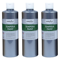 Metallic Tempera Paint, 16 oz., Silver, Pack of 3 – Virventures
