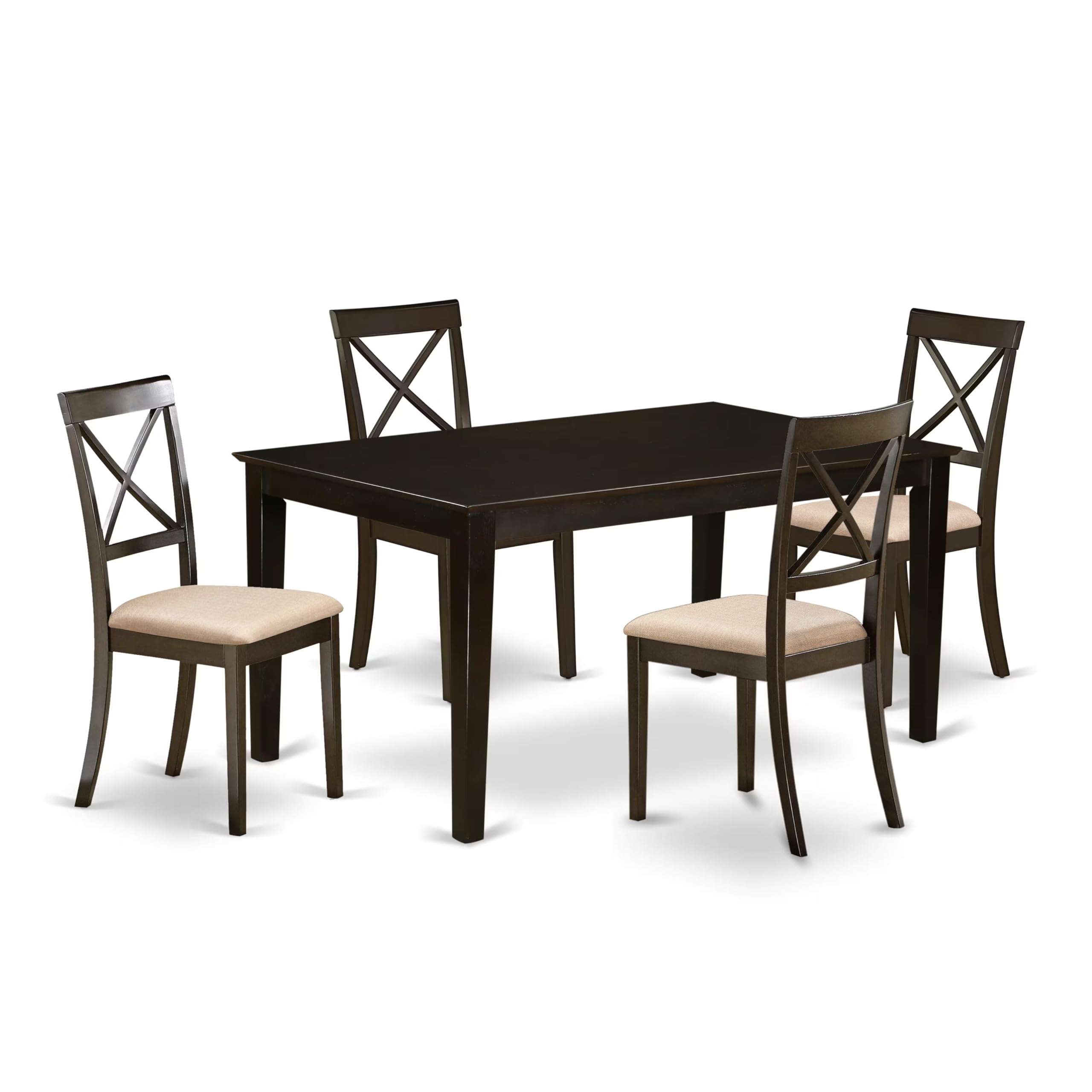 CABO5S-CAP-C 5 PC Dining room set-Top Dining Table and 4 Linen Dining seat Chairs