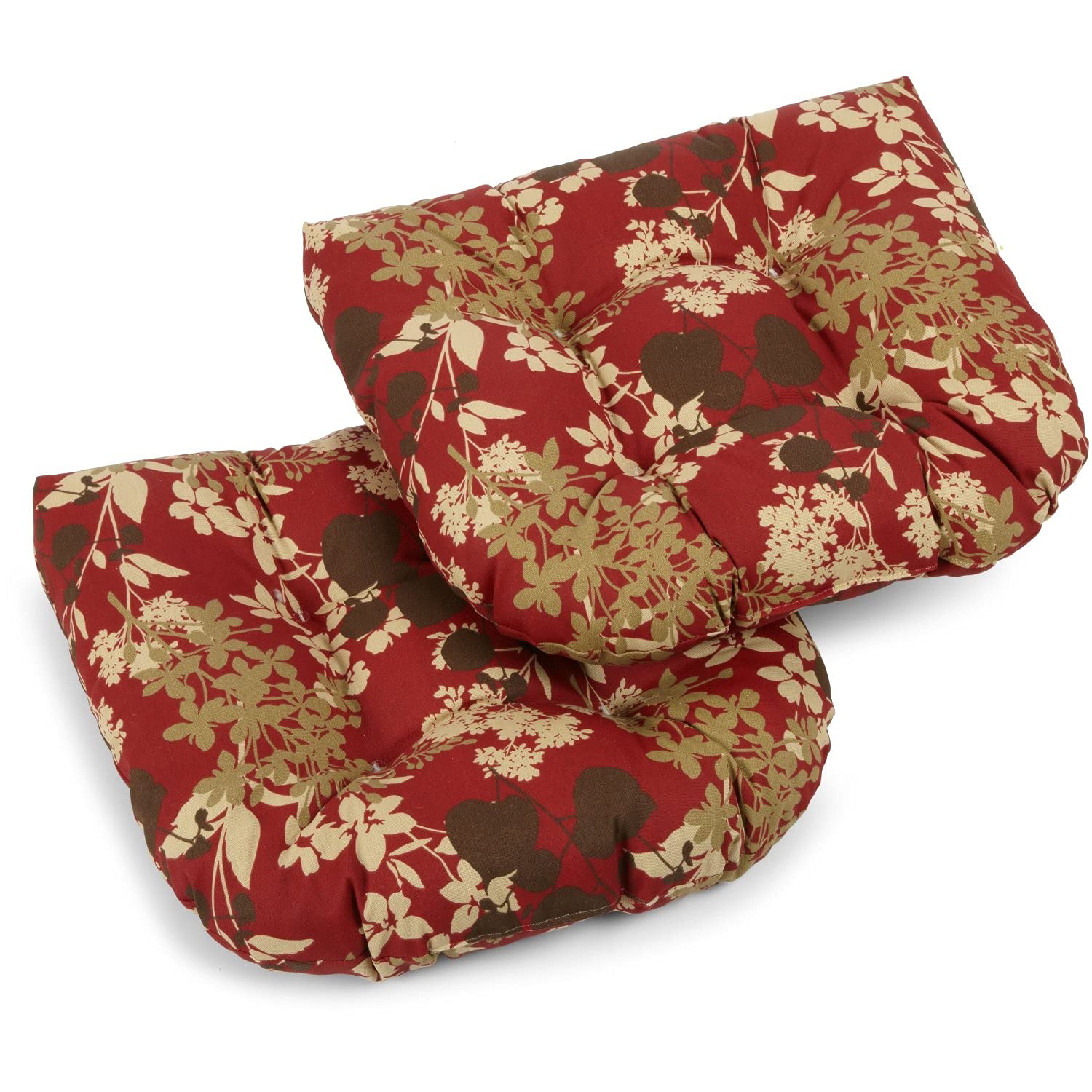 19-inch U-Shaped Outdoor Spun Polyester Tufted Dining Chair Cushion (Set of 2) - Montfleuri Sangria
