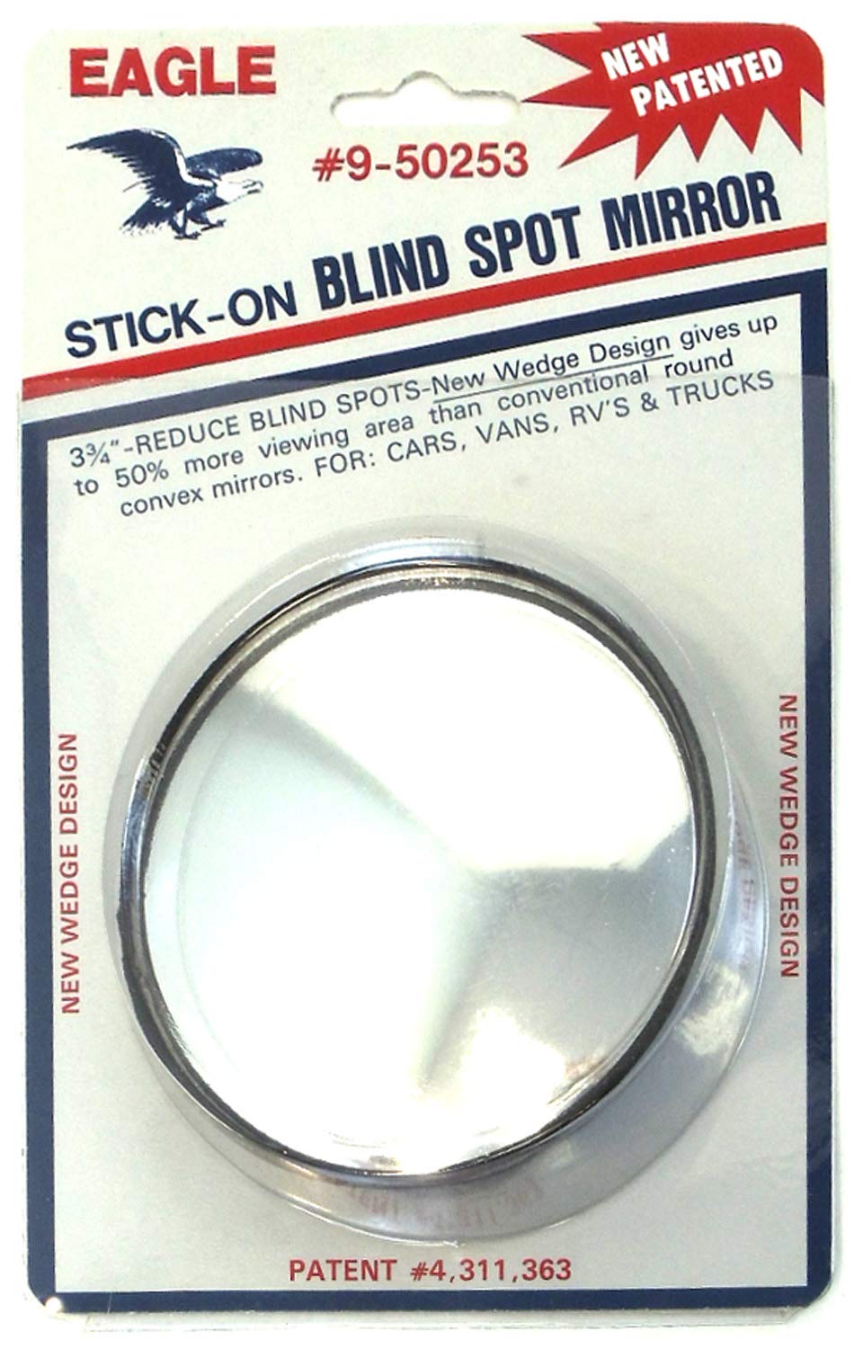 EAGLE WEDGE DESIGN 3-3/4 ROUND STICK-ON BLIND SPOT MIRROR