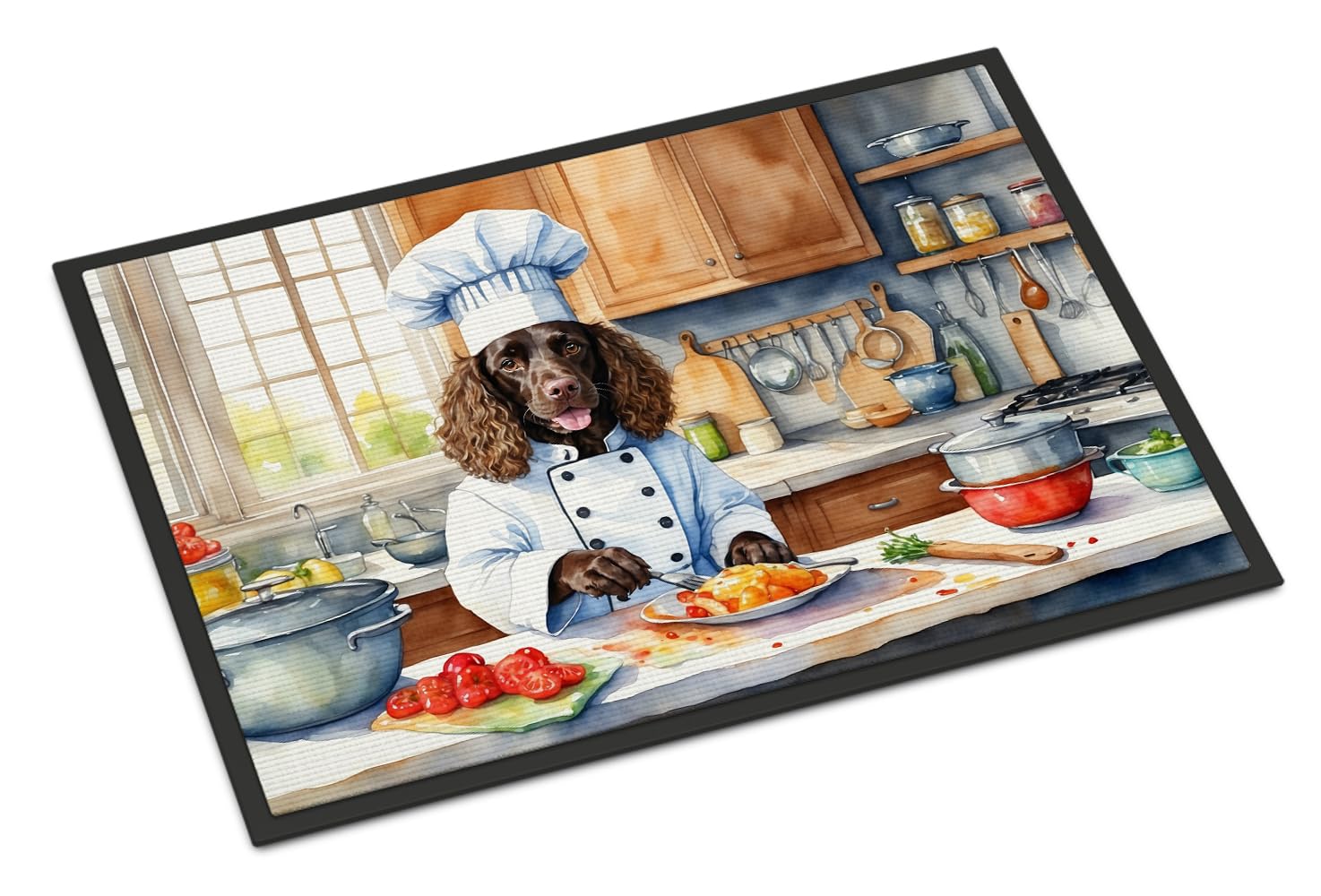 Carolines Treasures DAC6190JMAT American Water Spaniel The Chef Doormat Front Door Mat Indoor Outdoor Rugs for Entryway, Non Slip Washable Low Pile, 24H X 36W