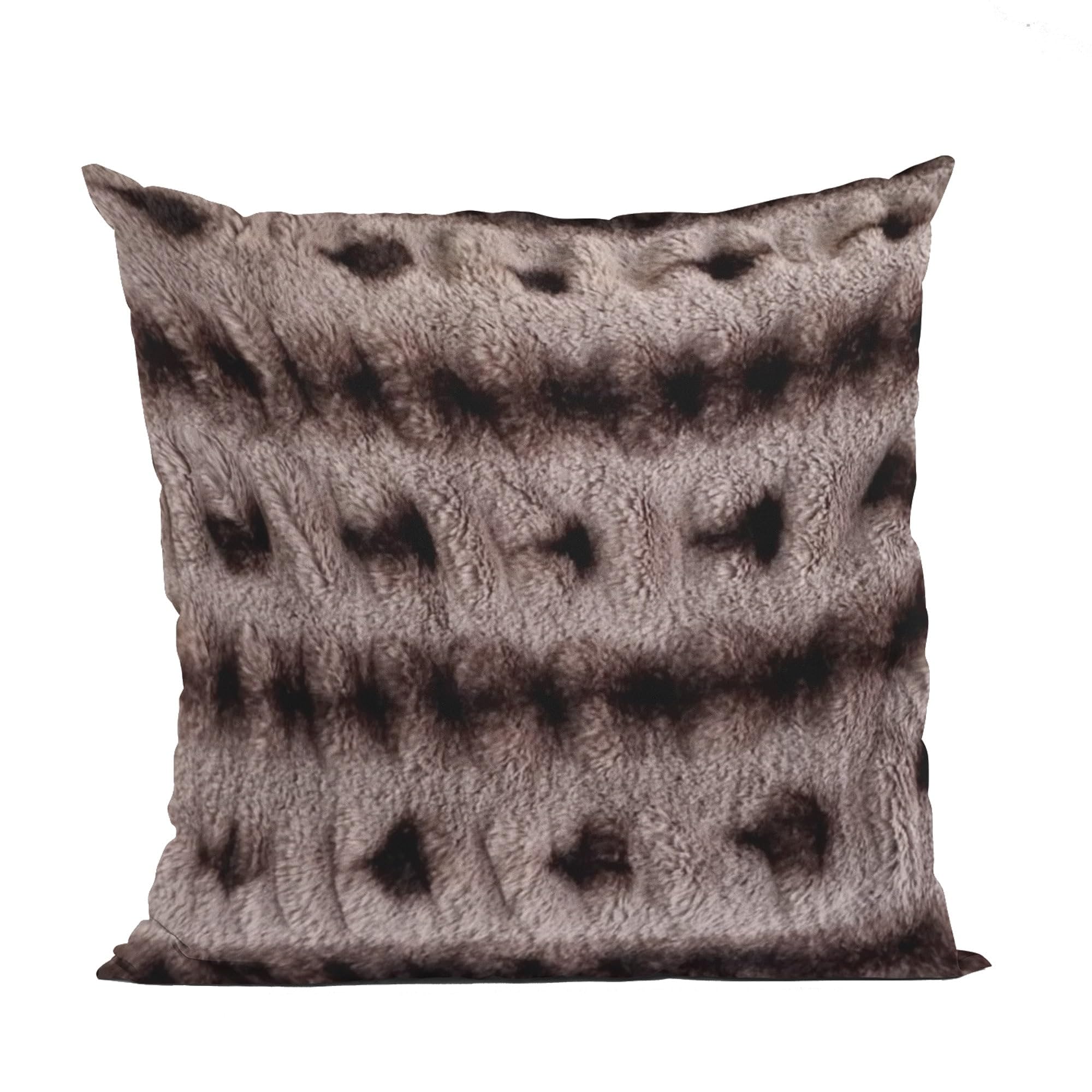 Plutus Brown Fluffy Bunni Animal Faux Fur Luxury Throw Pillow - Double sided  18 x 18”