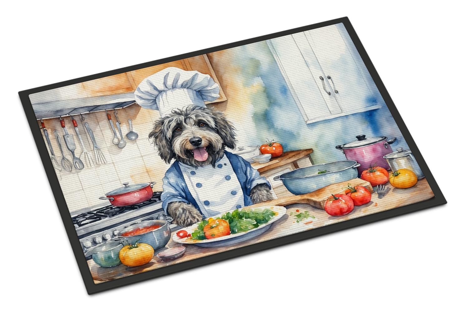 Carolines Treasures DAC6203JMAT Bergamasco Sheepdog The Chef Doormat Front Door Mat Indoor Outdoor Rugs for Entryway, Non Slip Washable Low Pile, 24H X 36W