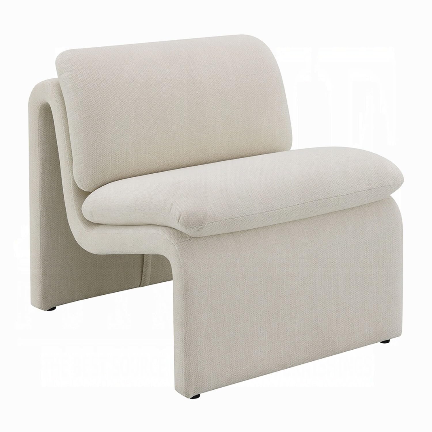 Kami Accent Chair, Curved Open Base, Armless Modern Ivory Boucle