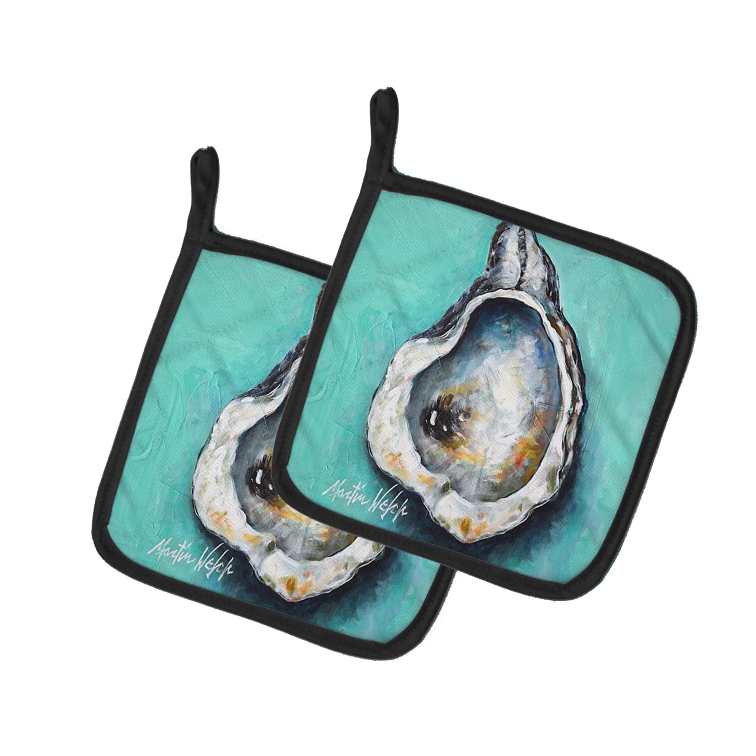 Aqua Pearl Oyster Pair of Pot Holders