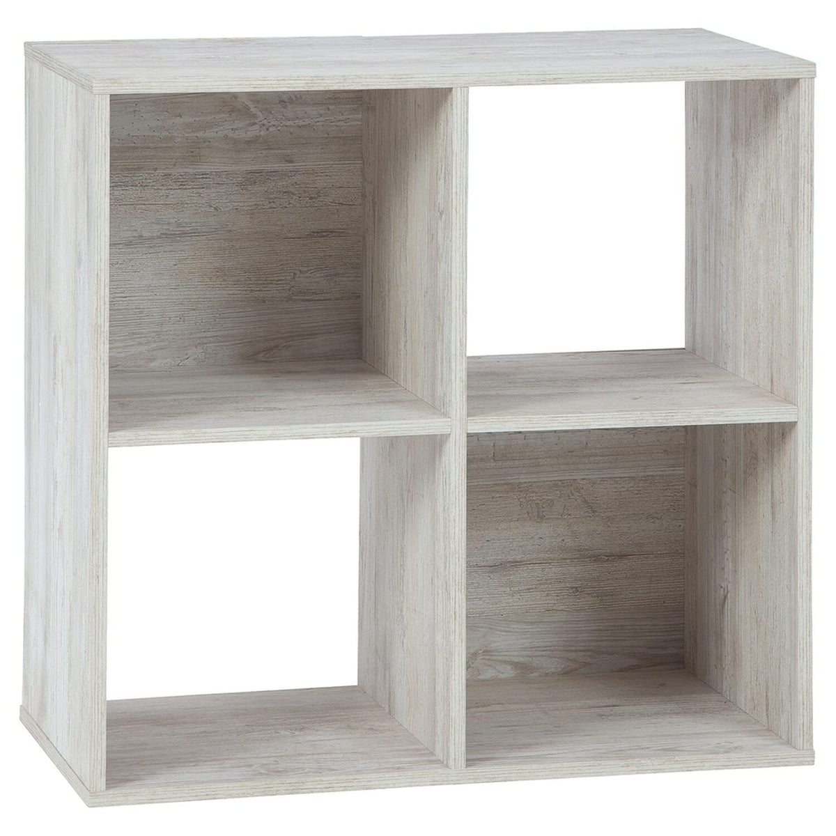 Benjara Bm227055 4 Cube Wooden Organizer With Grain Details, Washed White