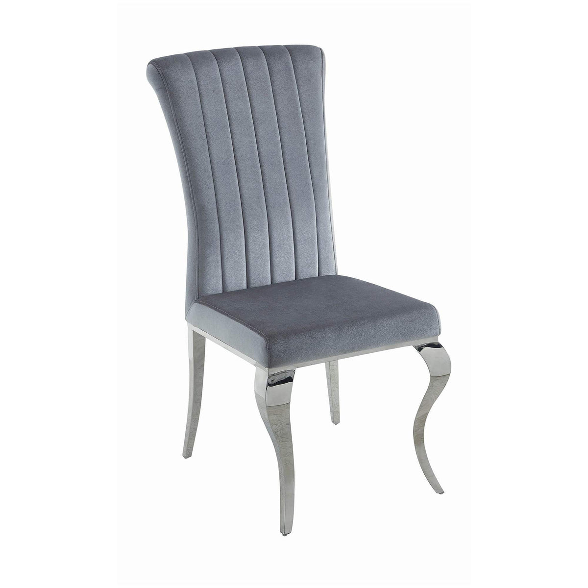 Benjara Metal Dining Chair With Cabriole Front Legs, Set Of Four, Gray And Chrome