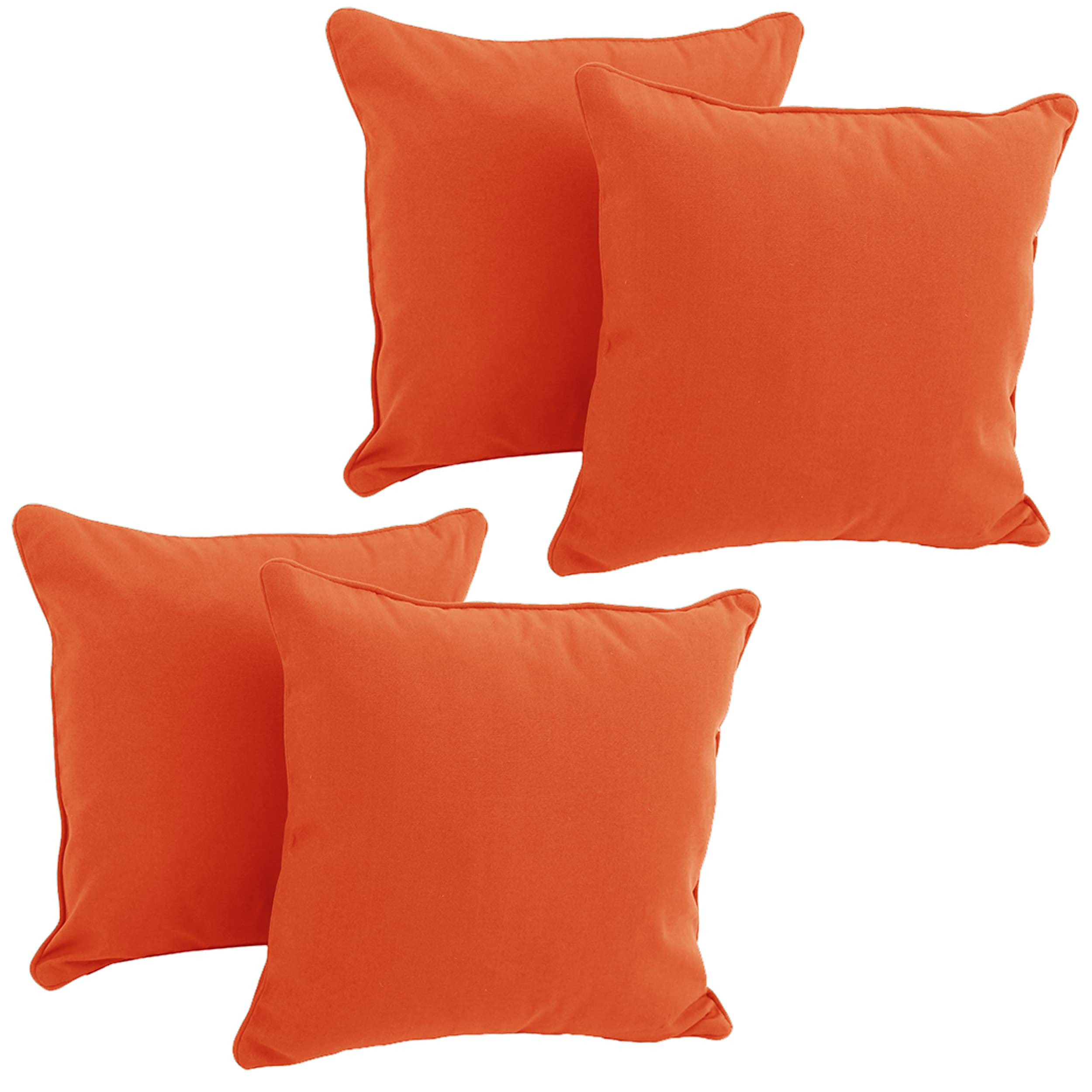 18-inch Double-corded Solid Twill Square Throw Pillows with Inserts (Set of 4)
