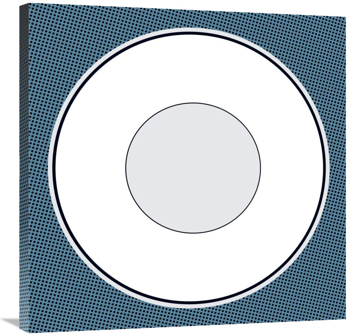 Mealtime: White on Blue with Dots - Plate-Canvas Art-30x30”