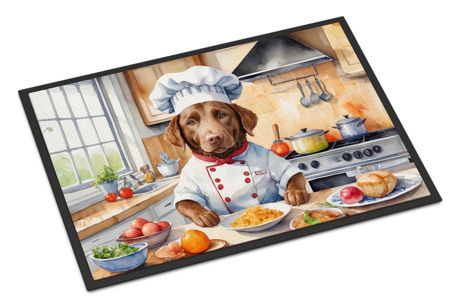 Carolines Treasures DAC6229JMAT Chesapeake Bay Retriever The Chef Doormat Front Door Mat Indoor Outdoor Rugs for Entryway, Non Slip Washable Low Pile, 24H X 36W
