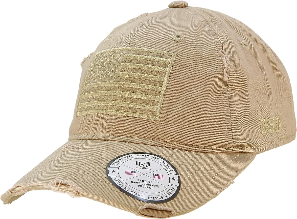 Vintage USA Flag Patch Cap, Khaki
