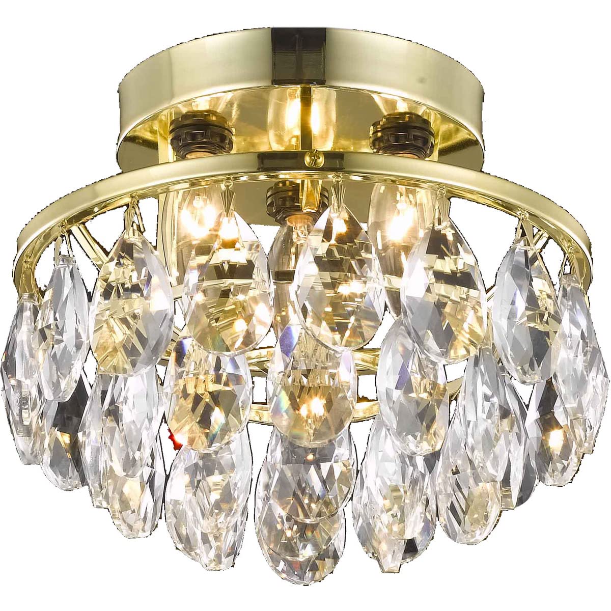 Elegant Lighting Ld9805F10G(872) Clara - Three Light Flush Mount, Chrome Finish With Royal Cut Crystal