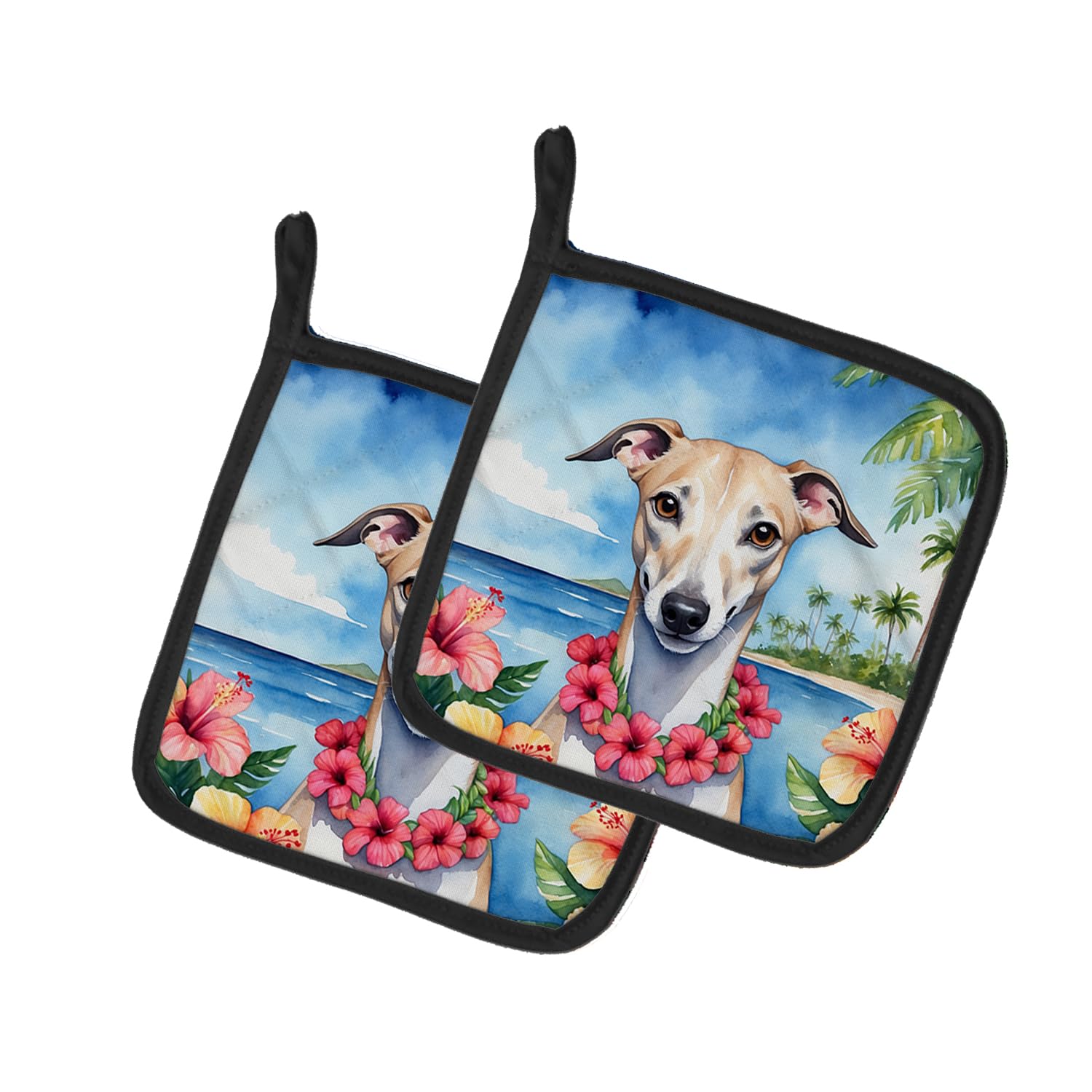 Whippet Luau Pair of Pot Holders