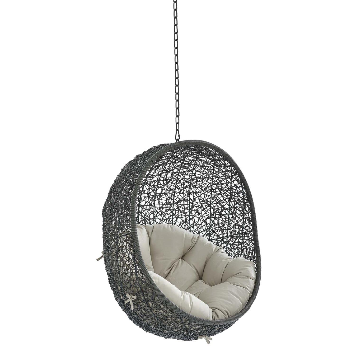 Hide Sunbrella Fabric Swing Outdoor Patio Lounge Chair Without Stand Gray Beige