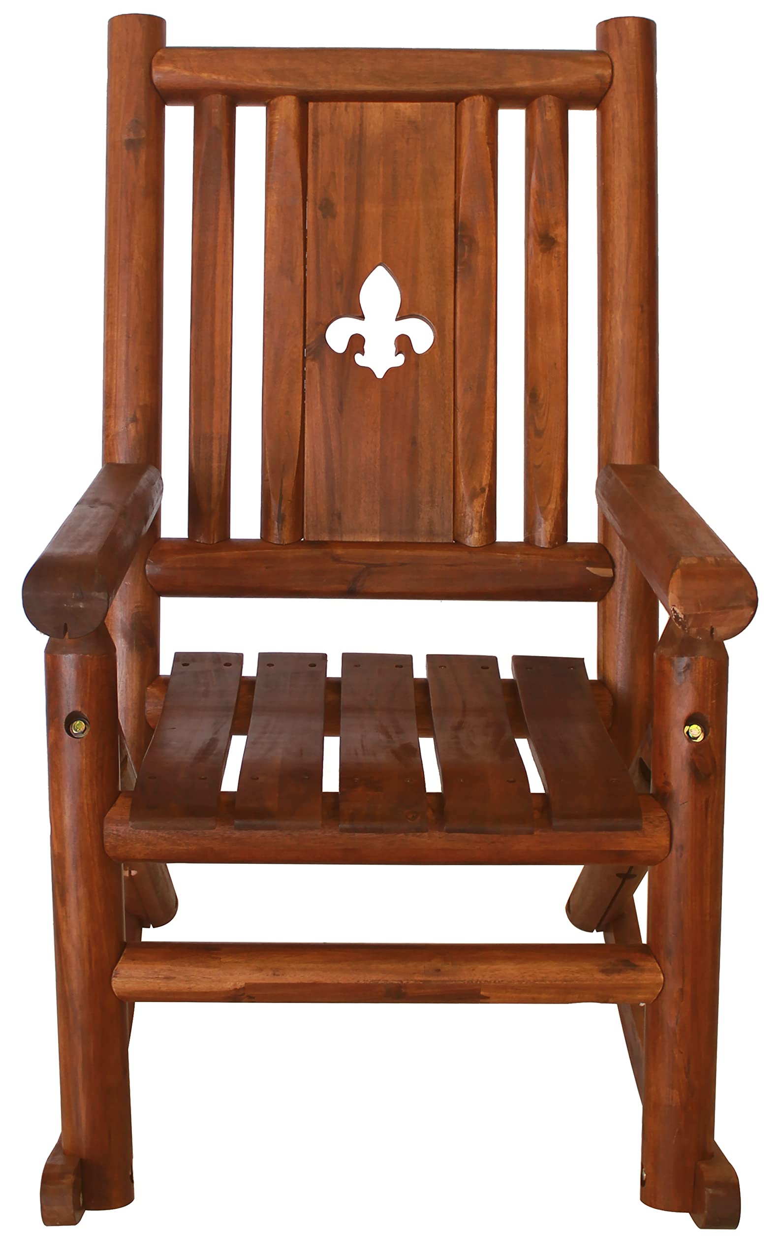 Casafoyer Amber-Log Rocking Chair with Fleur-De-Lis Design - Rustic Charm ( Pack of 2 )