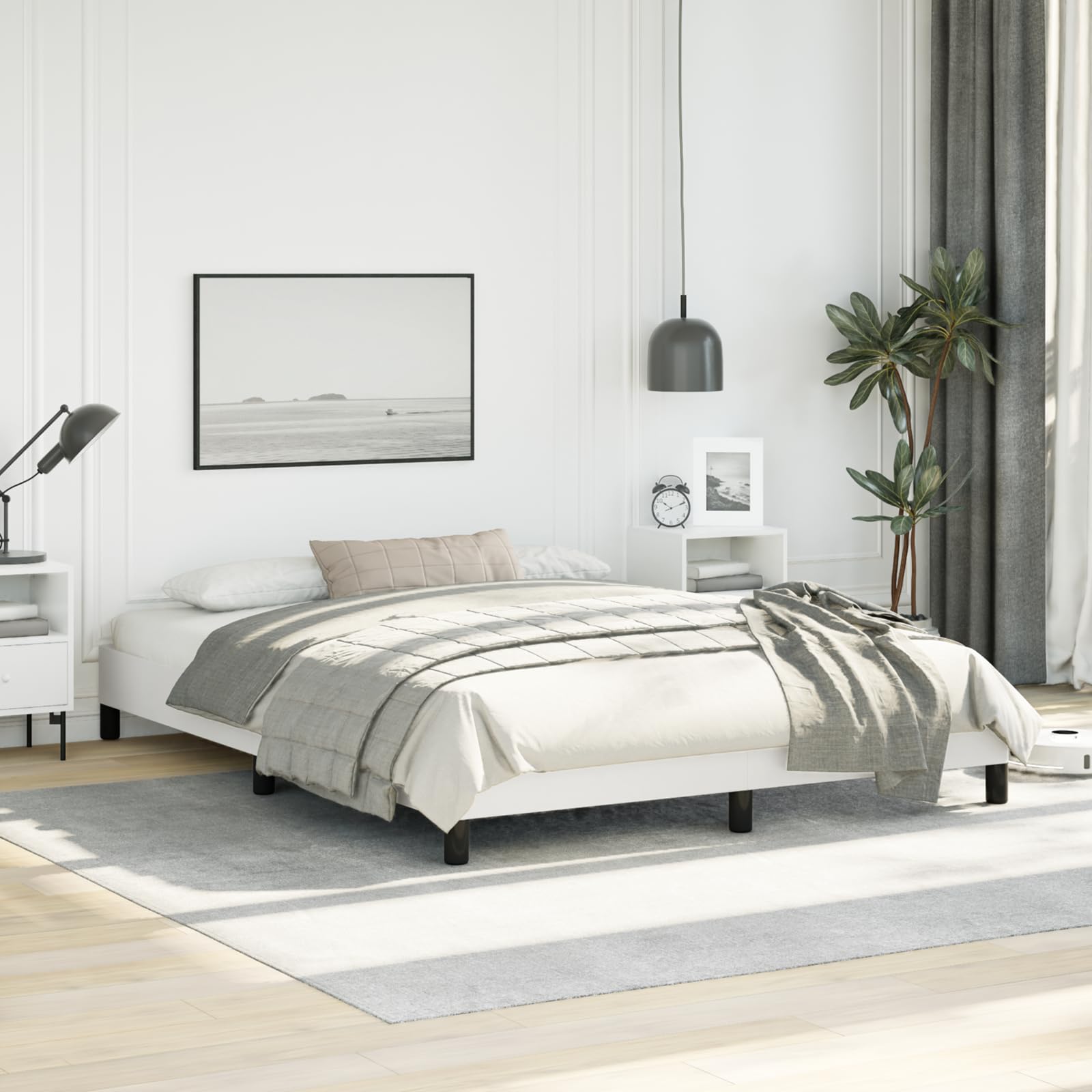 vidaXL Bed Frame White 59.8x79.9??Queen Faux Leather