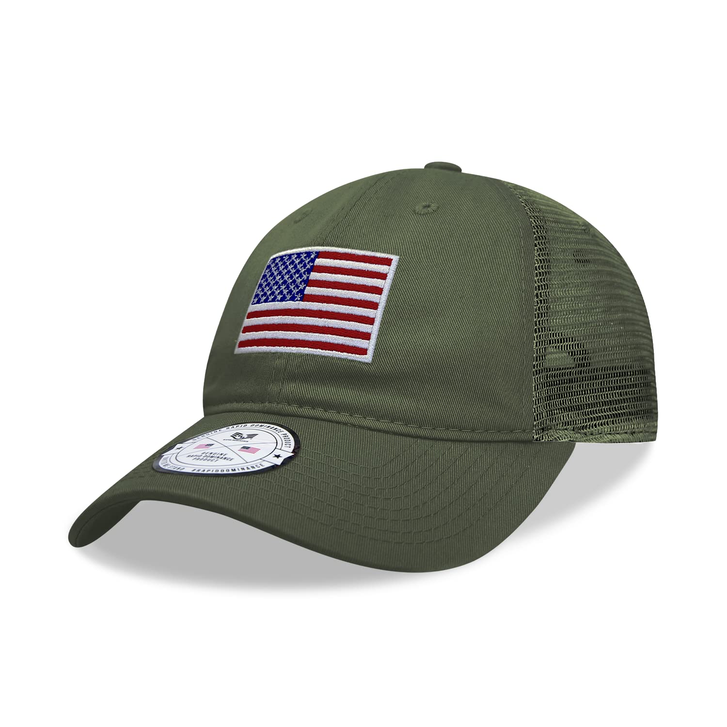 Relaxed Trucker Cap, USA Flag, Olive