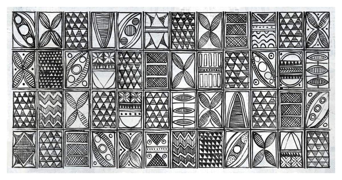 Patterns of the Amazon I BW -Paper Art-50x26”