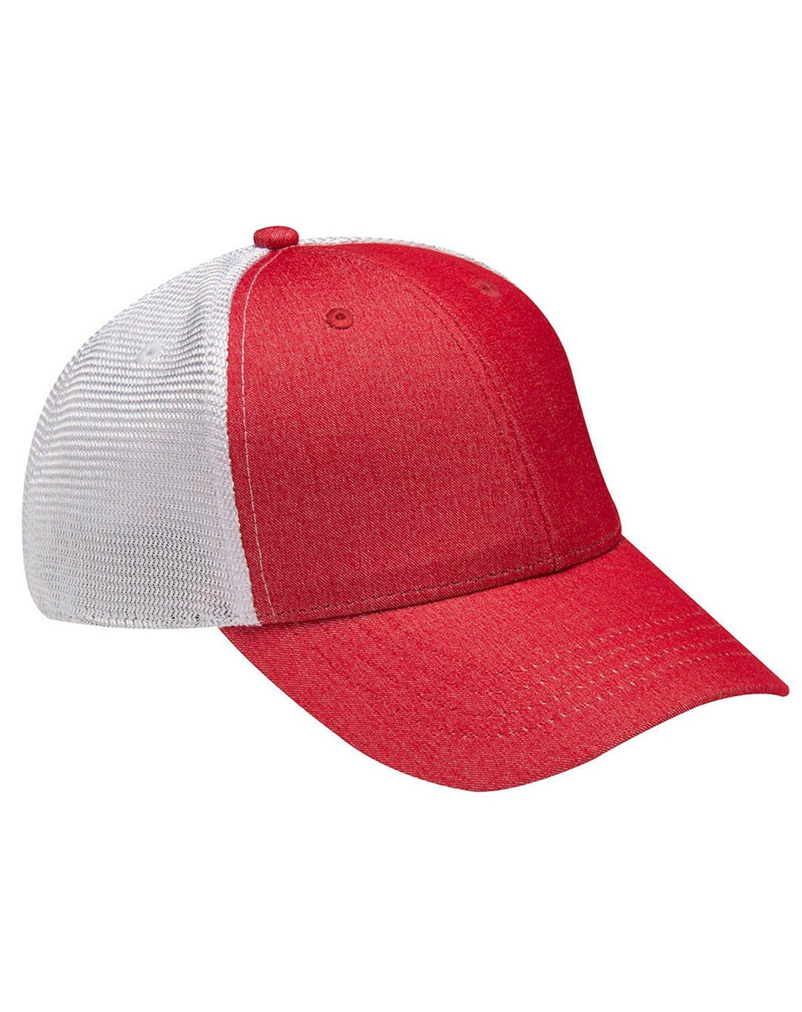 KN102 | KNOCKOUT- 80% Polyester/17% Cotton/3% Spandex, heather fabric, six panel, structured, cap with soft nylon close knit mesh back panels and hook and loop self-fabric back closure. - RED/WHITE