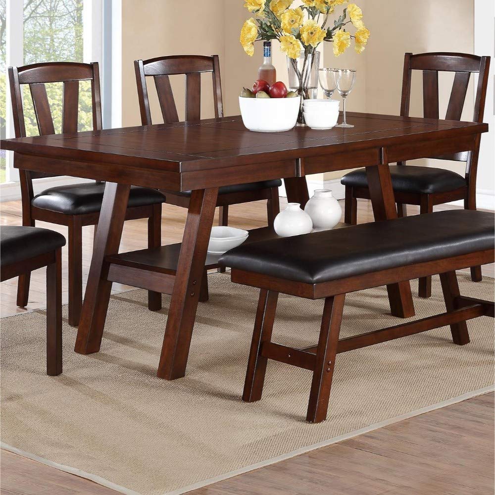 Solid Wood Dark Walnut Brown Dining Table
