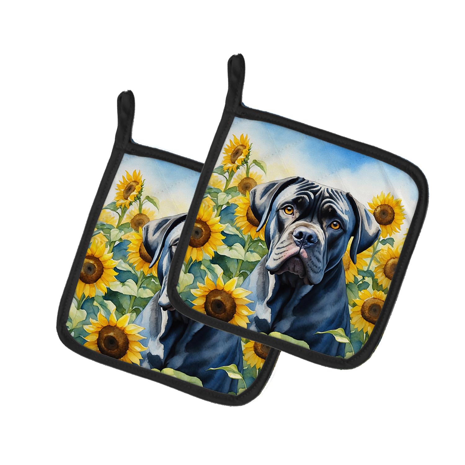 Cane Corso in Sunflowers Pair of Pot Holders