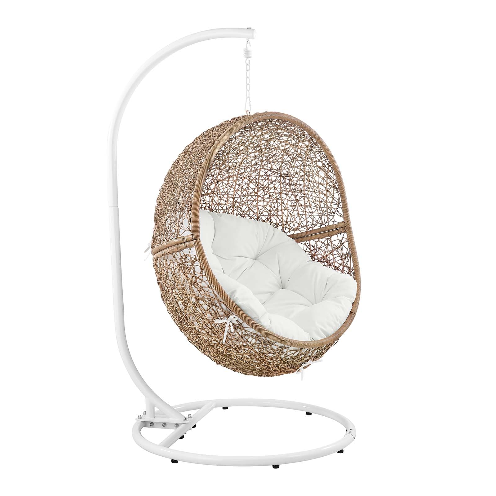 Casafoyer Encase Outdoor Patio Rattan Swing Chair in Cappuccino White