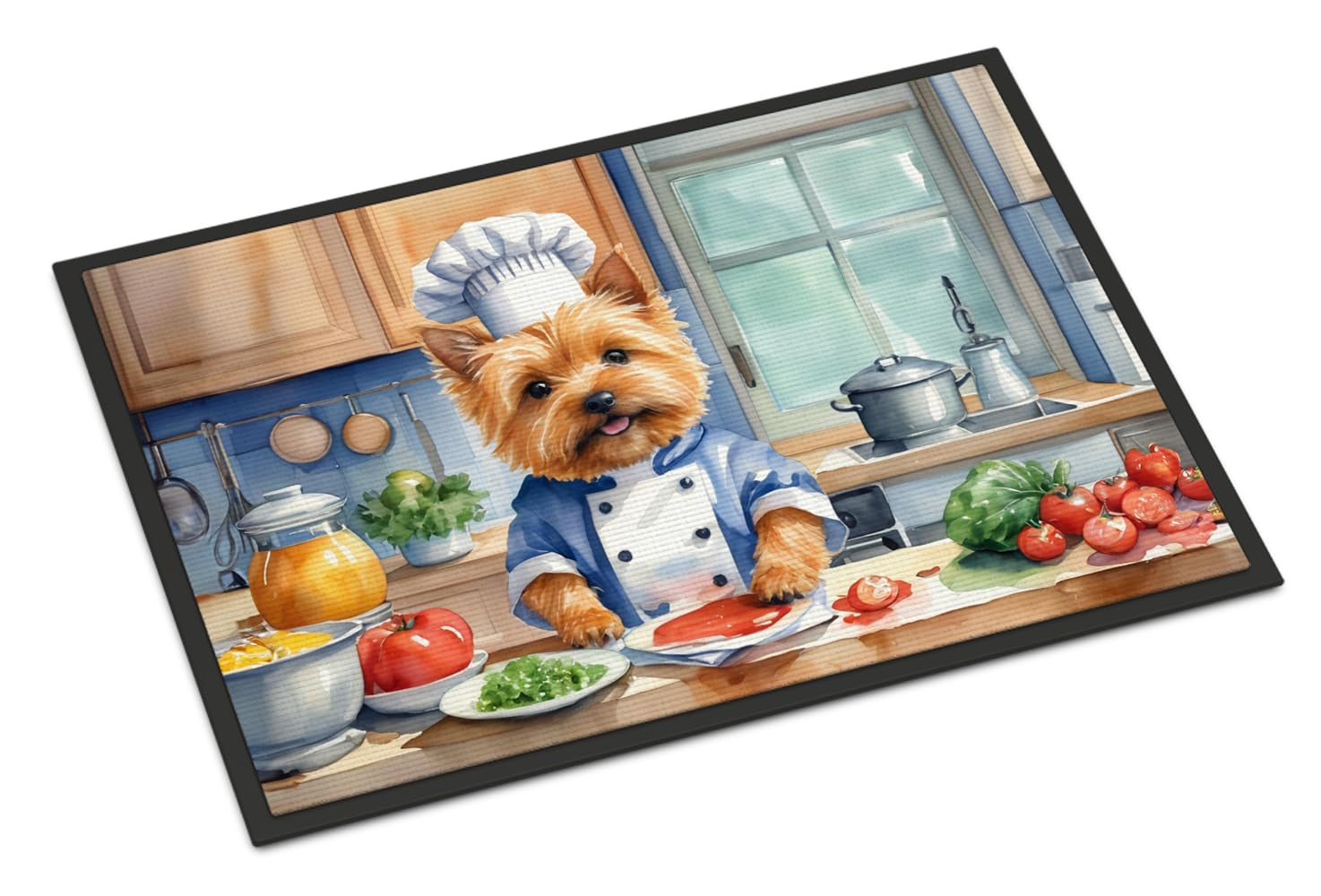 Carolines Treasures DAC6292JMAT Norwich Terrier The Chef Doormat Front Door Mat Indoor Outdoor Rugs for Entryway, Non Slip Washable Low Pile, 24H X 36W
