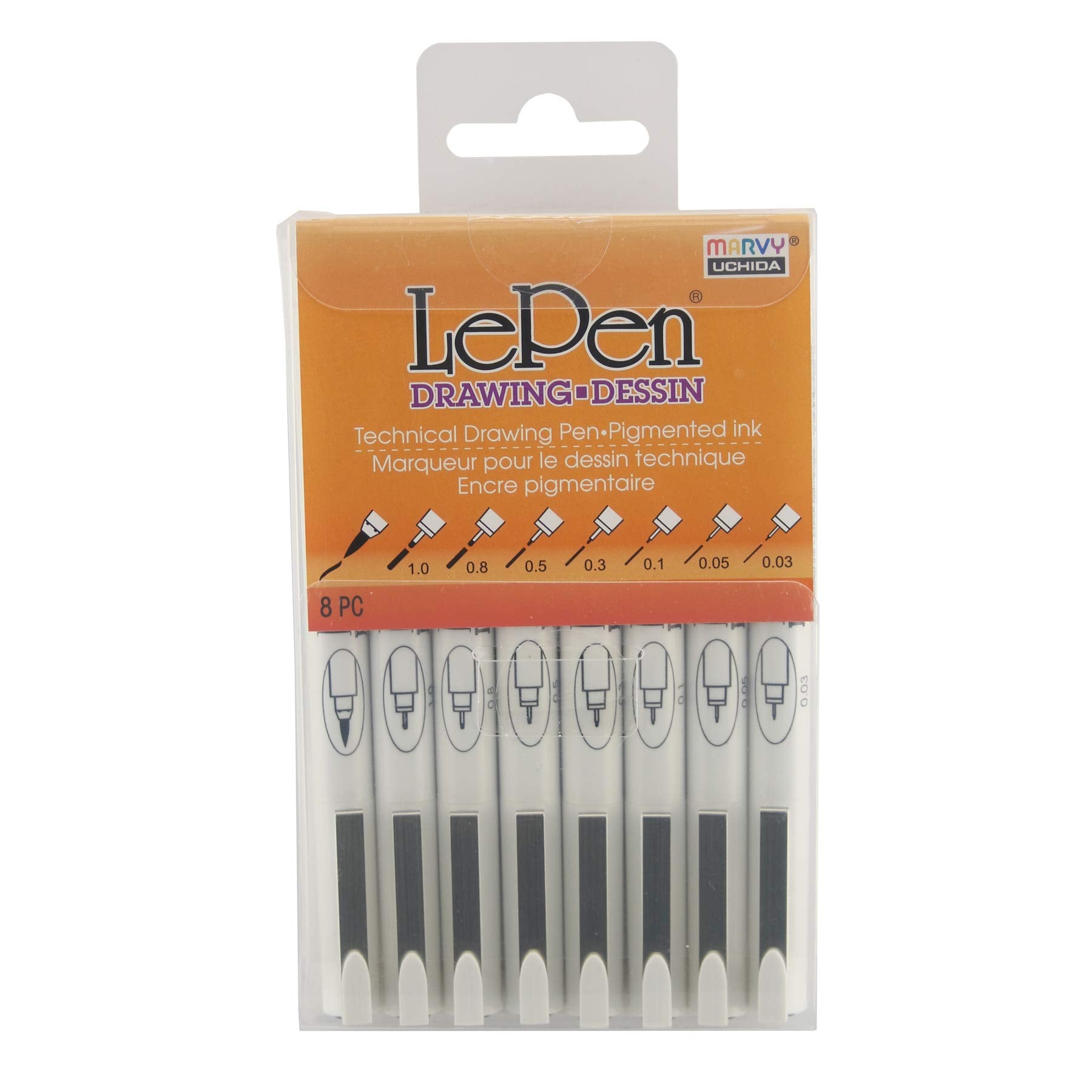 Marvy Lepen Technical Drawing Pen Set, Multiple, 1 Count (Pack Of 8)