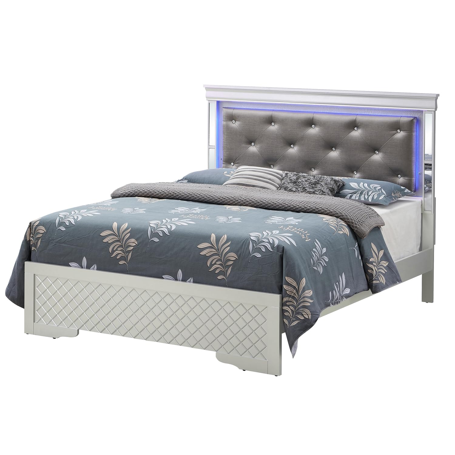 Verona Silver Champagne and Black Full Panel Beds