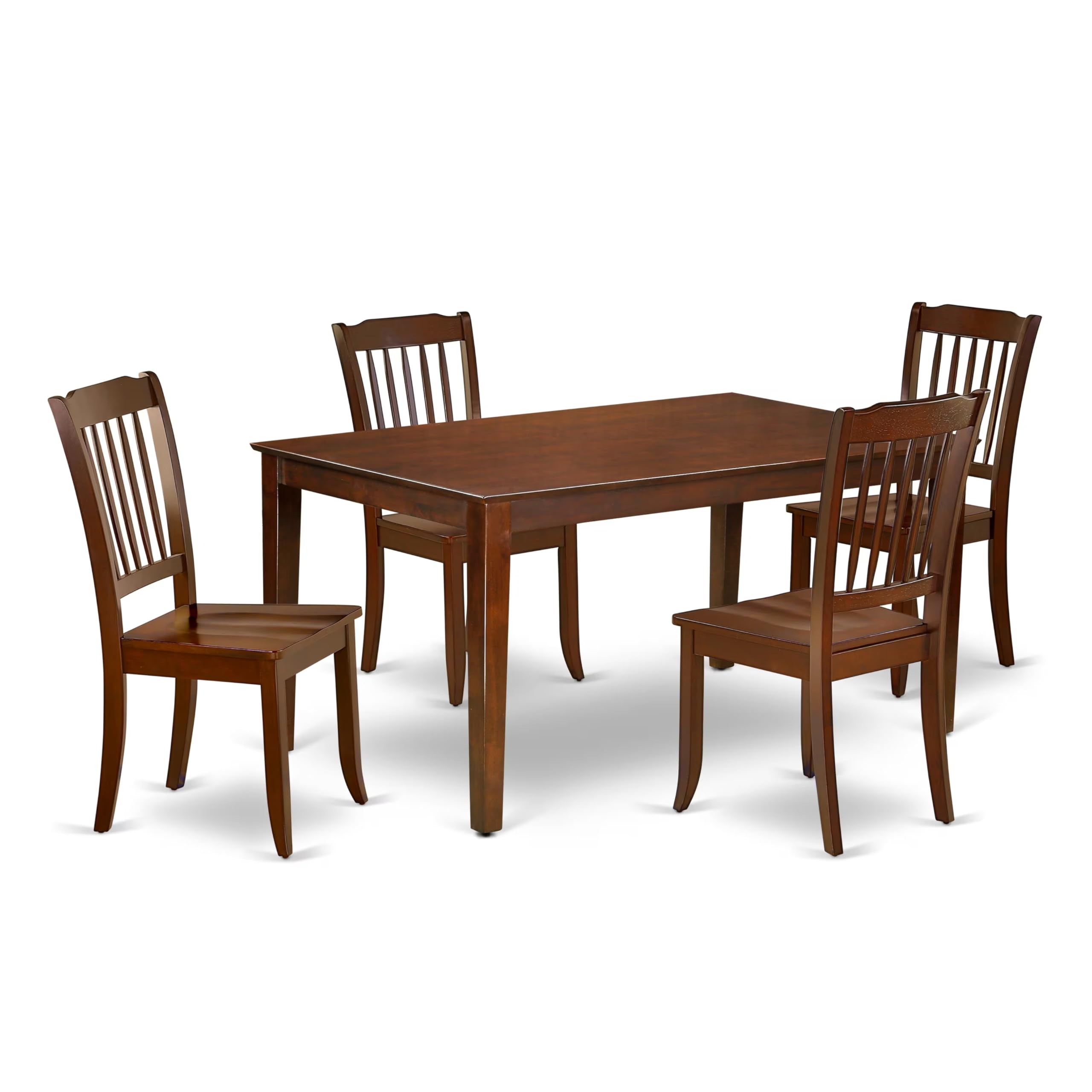 CADA5-MAH-W 5PC Rectangular 60 inch Table and 4 vertical slatted Chairs