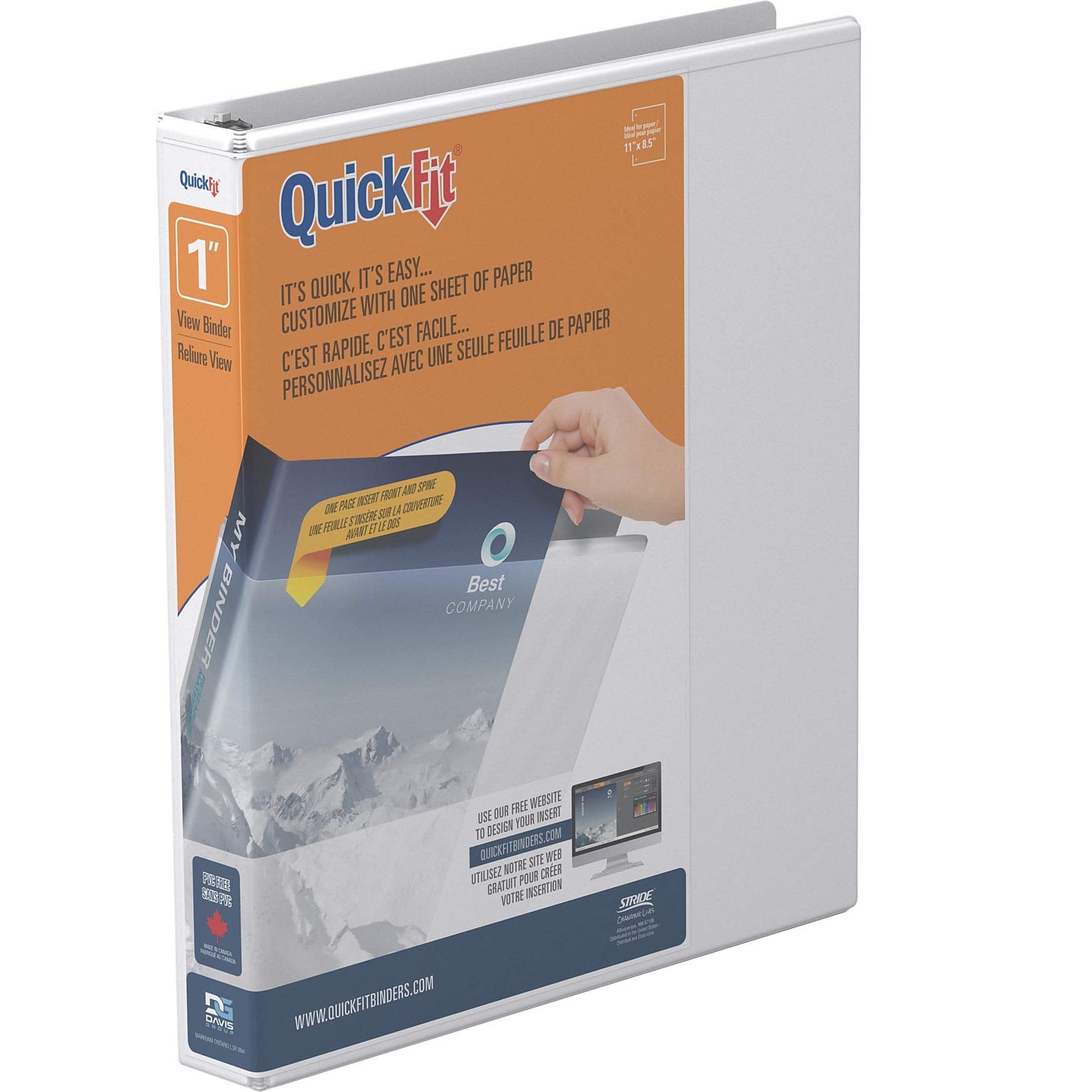 QuickFit View Binder, 1 Inch, Angle D Ring, White (87010)
