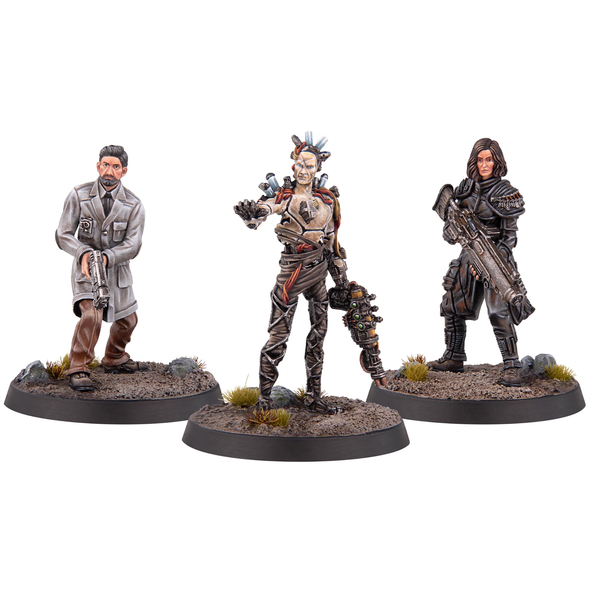 Fallout: Miniatures - Institute: Arcadia Renegades - 3 Resin Figures & Bases, Unpainted & Unassembled, Far Harbor Wave, Licensed Tabletop Wargame