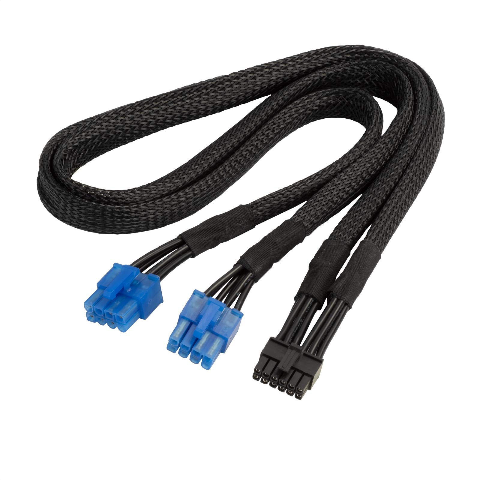 2x PCIe 8pin to 1x 12pin GPU power cable, black sleeved, 16AWG-550mm for SilverStone modular power supplies & NVIDIA RTX 3070/3080/3090