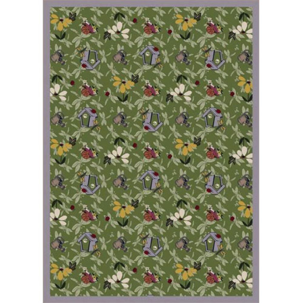 Joy Carpets Kaleidoscope Flower Garden 54 x 78??Indoor Area Rug in Color Green