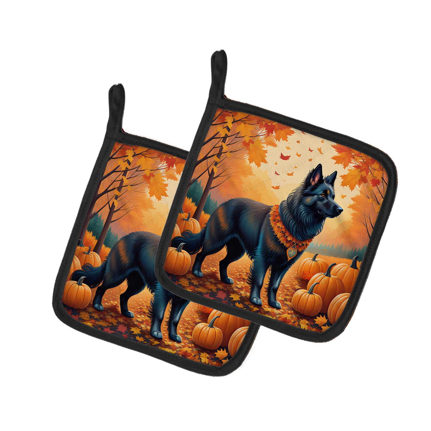 Belgian Sheepdog Fall Pair of Pot Holders