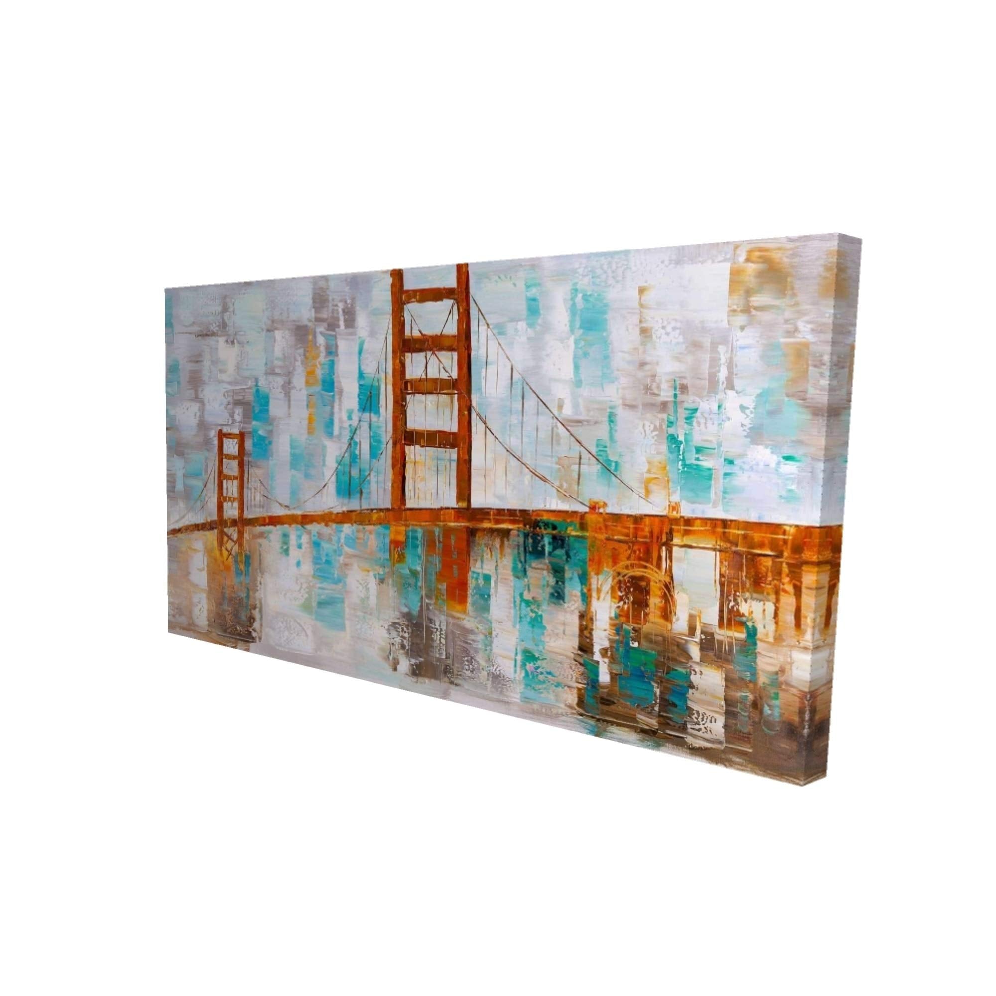 GOLDEN GATE WITH TURQUOISE PAINT SPOTS - Print on canvas by Begin Edition