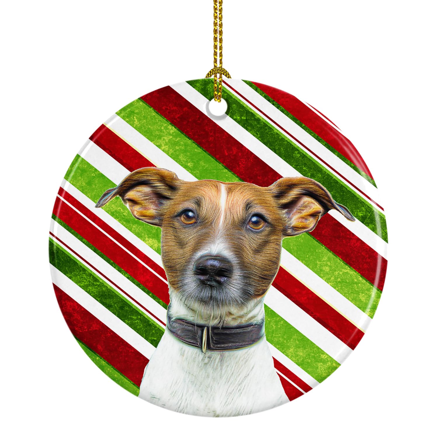 Candy Cane Holiday Christmas Jack Russell Terrier Ceramic Ornament KJ1169CO1