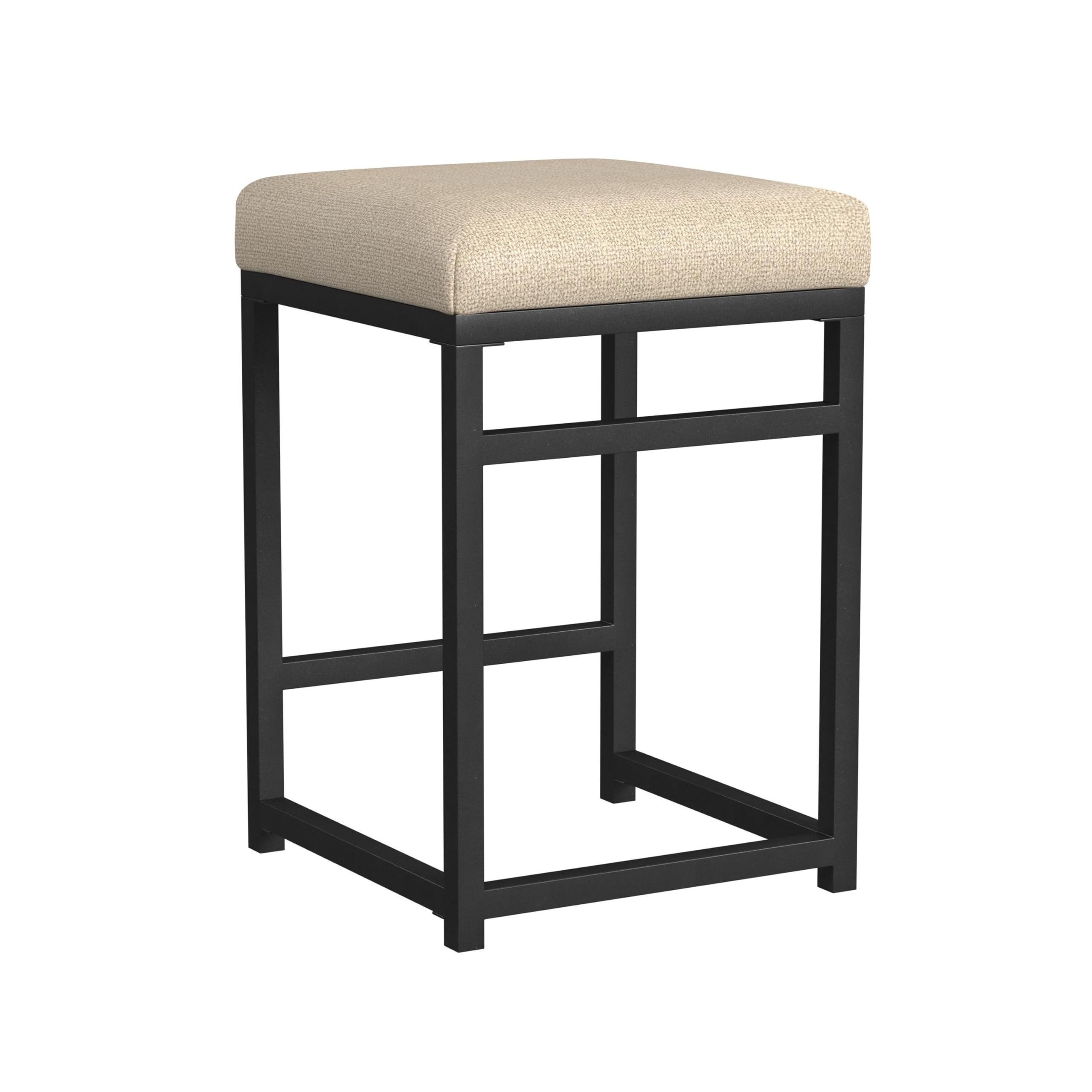 Toko Backless Counter Height Stool, Brown Polyester Industrial Black
