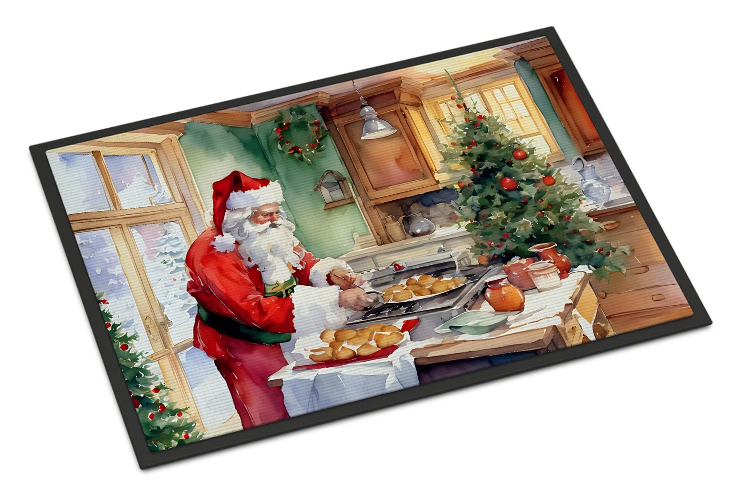 Carolines Treasures DAC3294JMAT Cookies with Santa Claus Father Christmas Doormat Front Door Mat Indoor Outdoor Rugs for Entryway, Non Slip Washable Low Pile, 24H X 36W