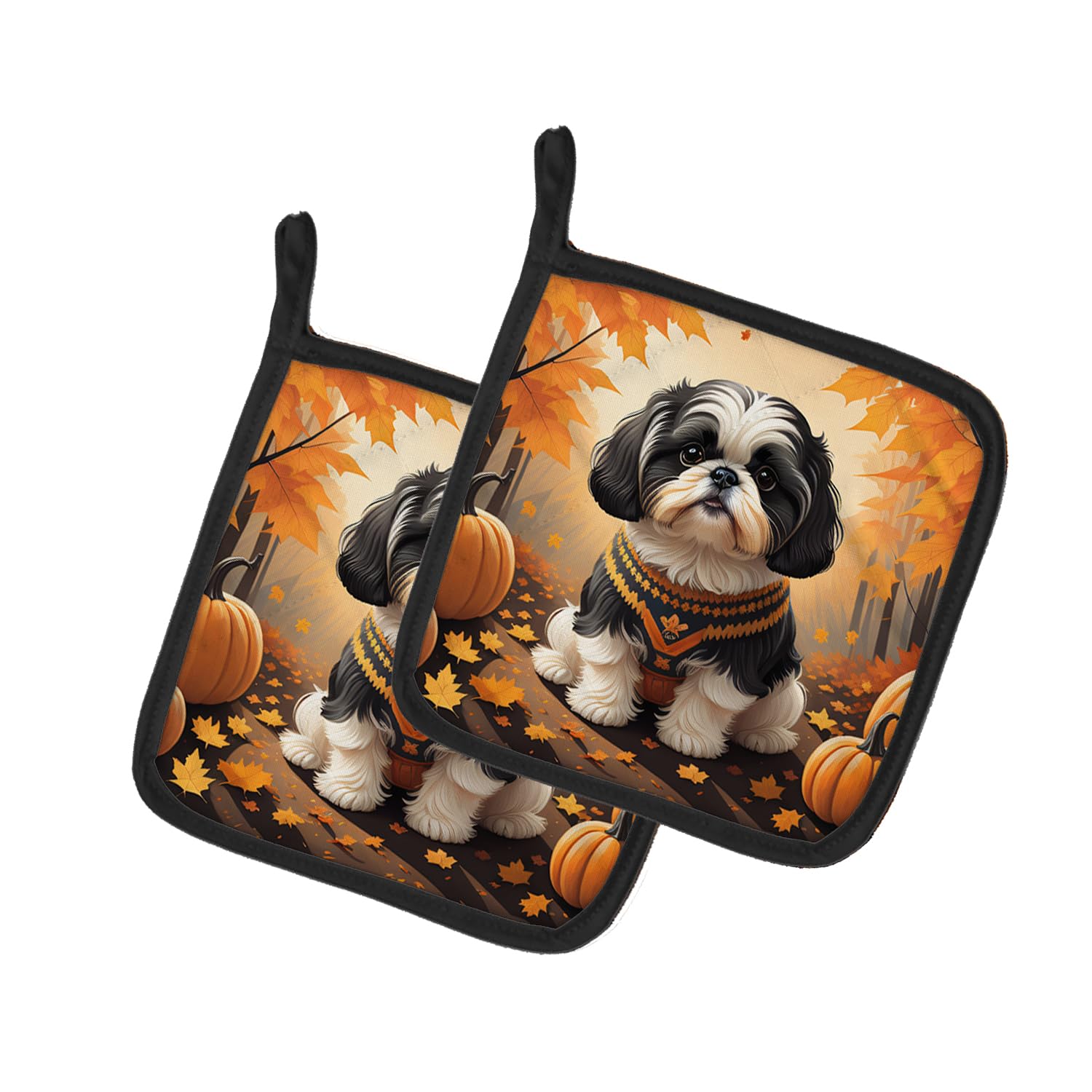 Shih Tzu Fall Pair of Pot Holders